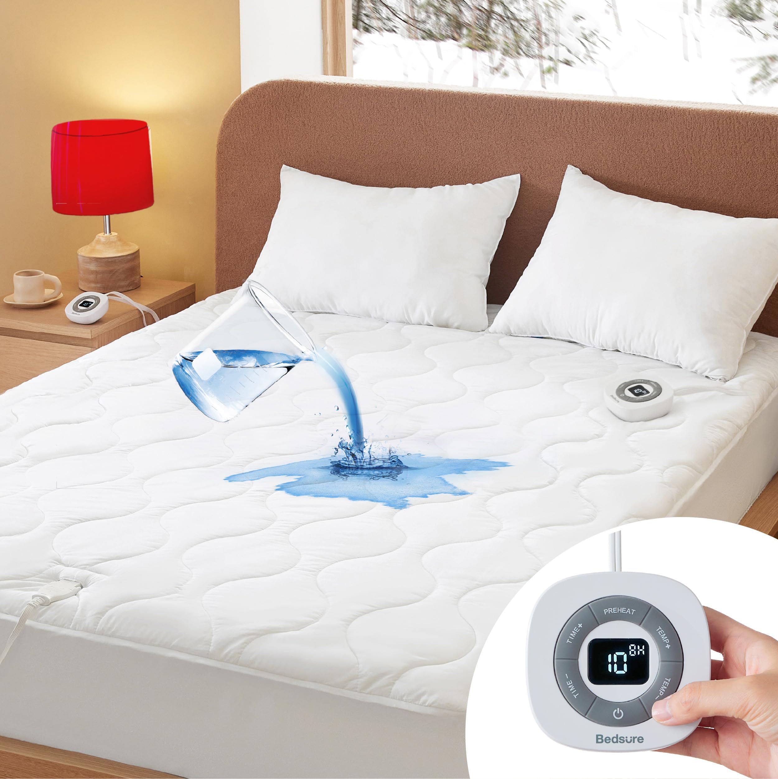 Waterproof Heated Mattress Pad Queen - Cotton Bed Warmer
