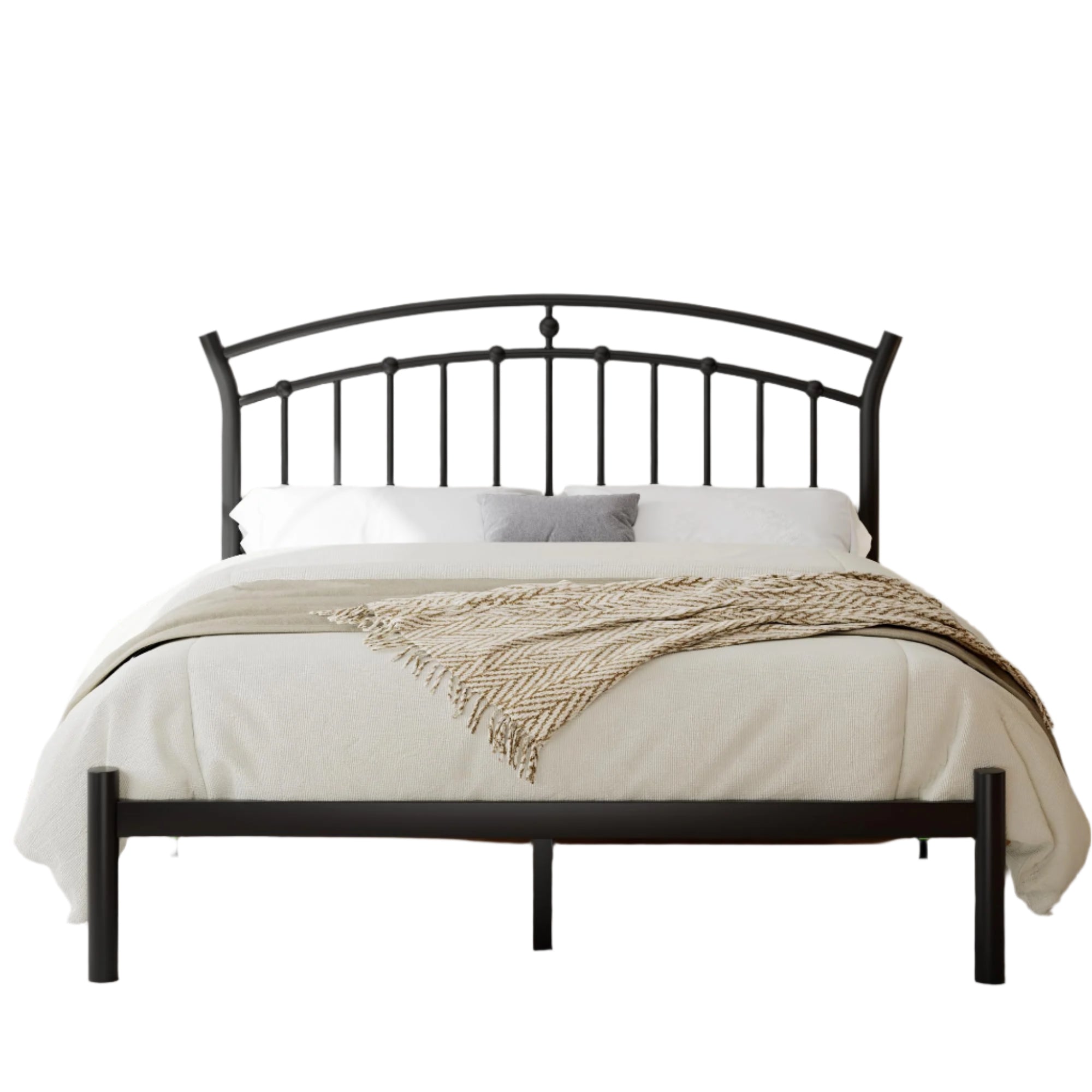 Queen Size Metal Platform Bed Frame with Modern Iron-Art
