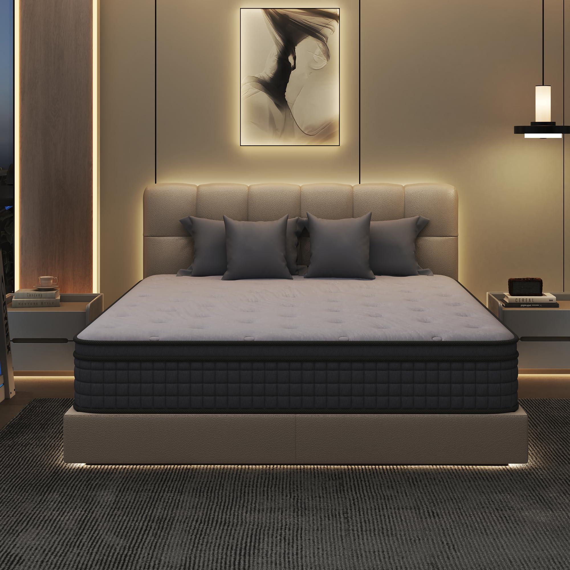 Queen Mattress, Queen Mattress in a Box and Pocket Spring Hybrid Mattress
