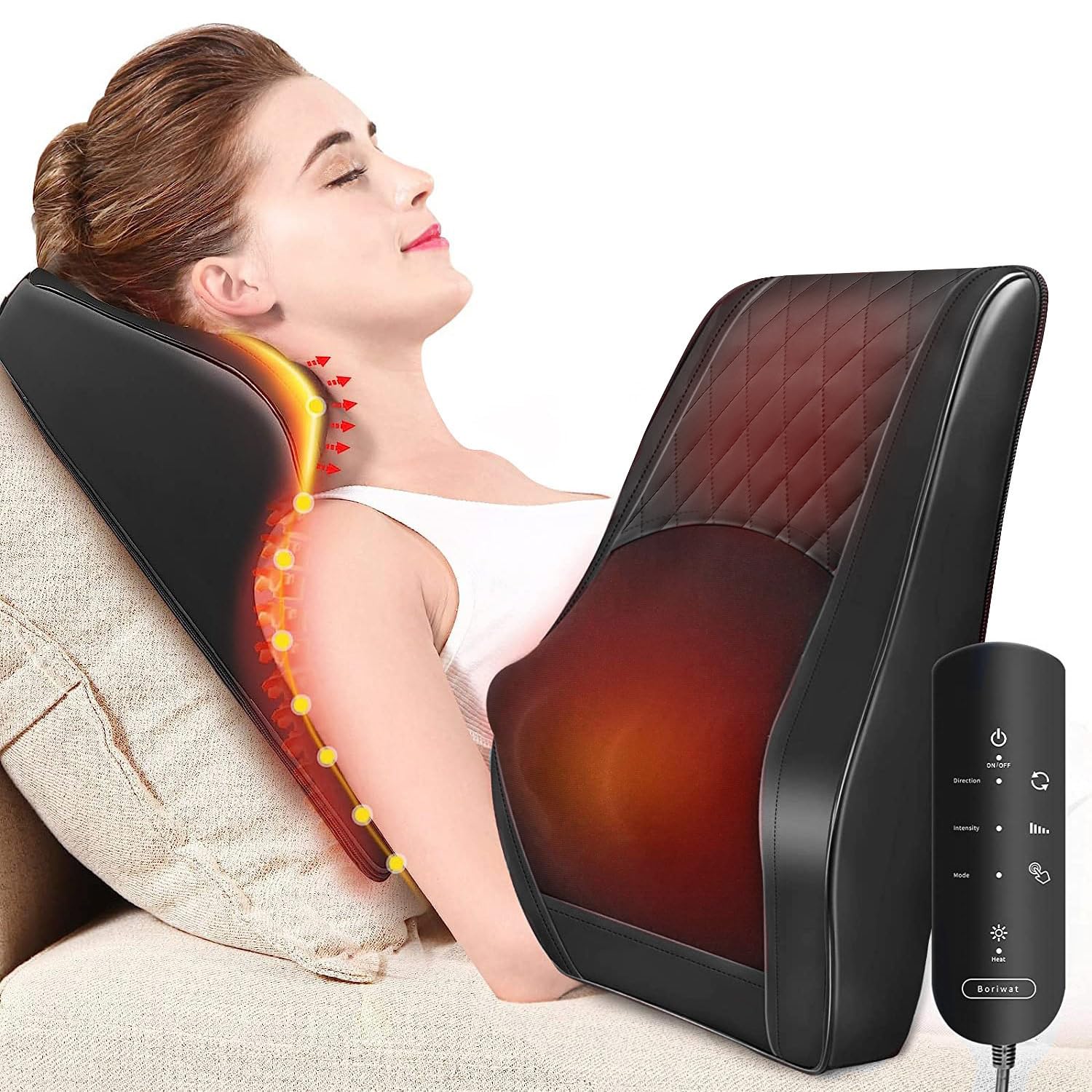Massager with Heat, 3D Kneading Massage Pillow for Back, Neck