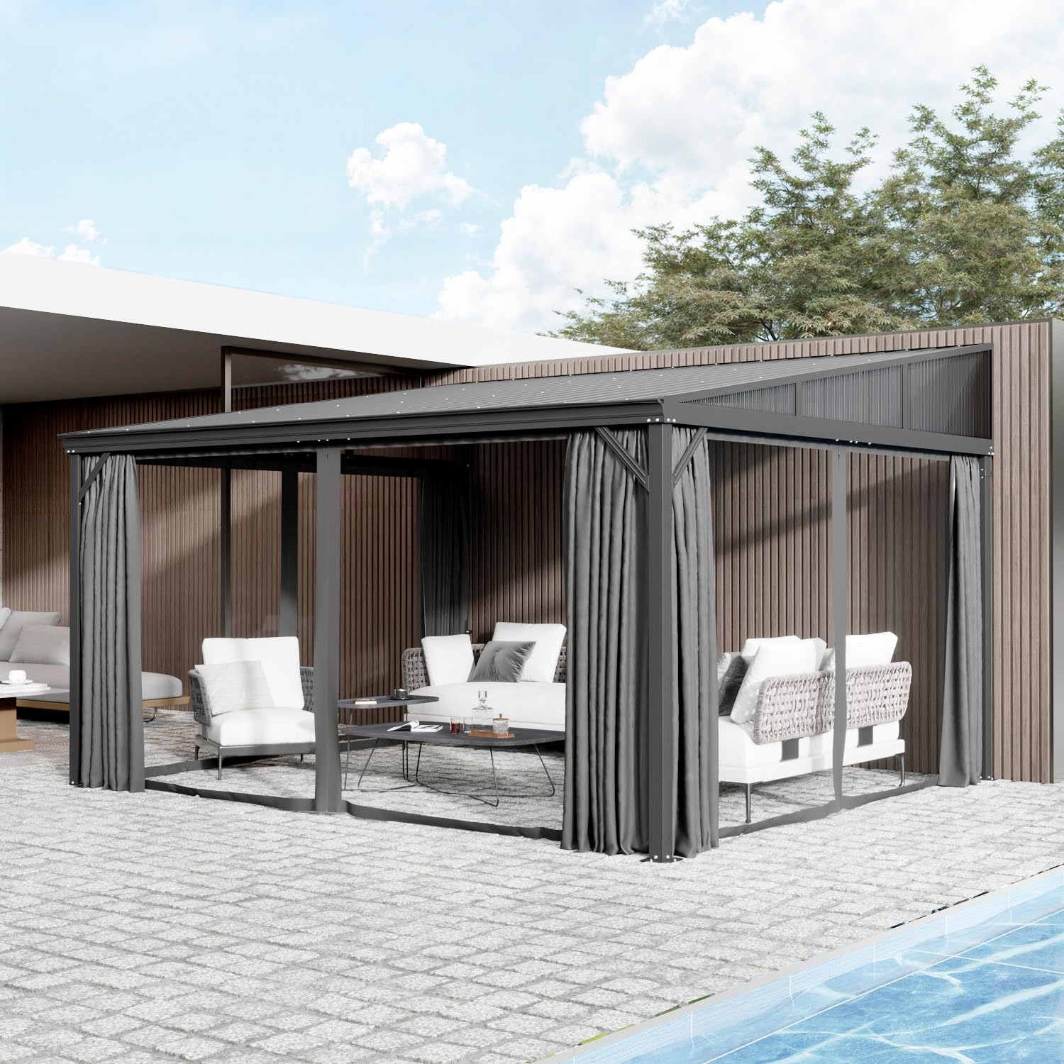 Backyard Gazebo, Wall Mounted Heavy Duty Gazebo Outdoor
