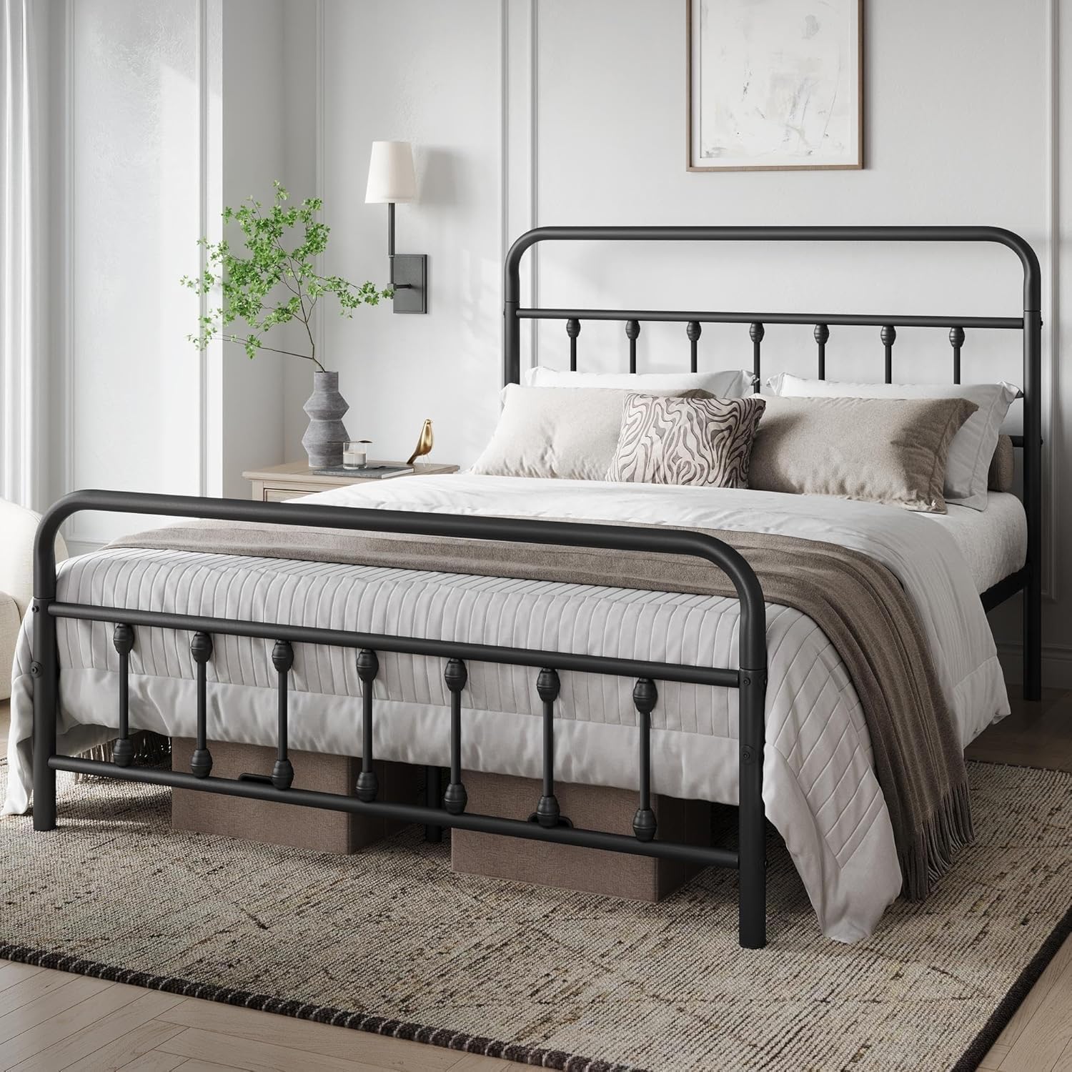 Queen Bed Frame-Classic Metal Platform Bed Frame Mattress