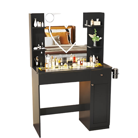 Mirror And Lights 43-Inch Vanity With Charging Station And Vanity Stool FCC