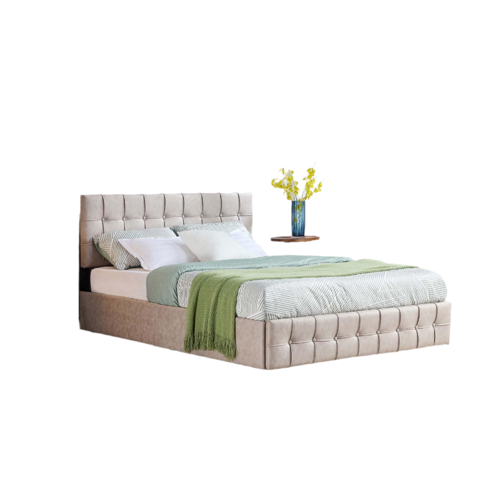 Full Size Modern Upholstered Platform Bed Frame with Adjustable Headboard
