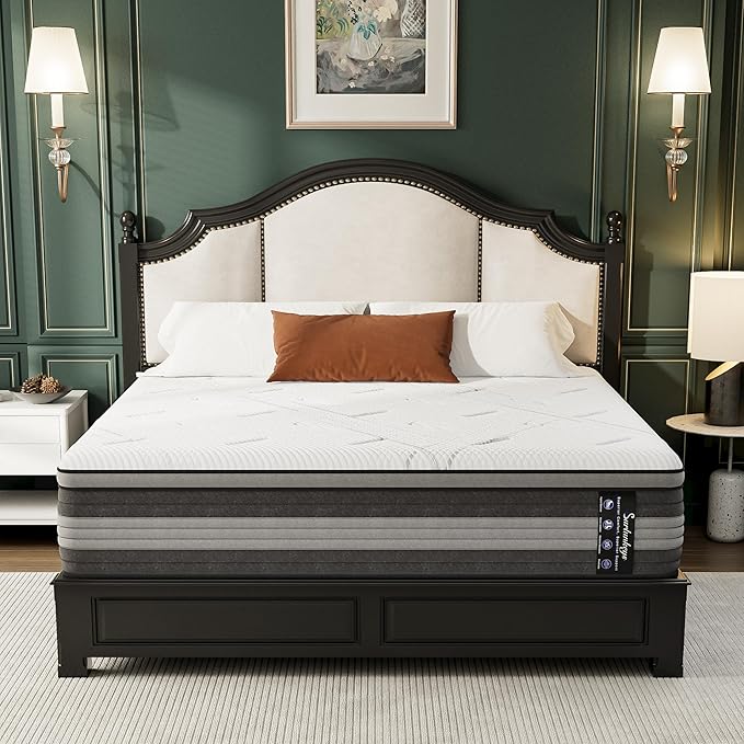 Hybrid Mattress Queen Size - 14 Inch Memory Foam Mattress