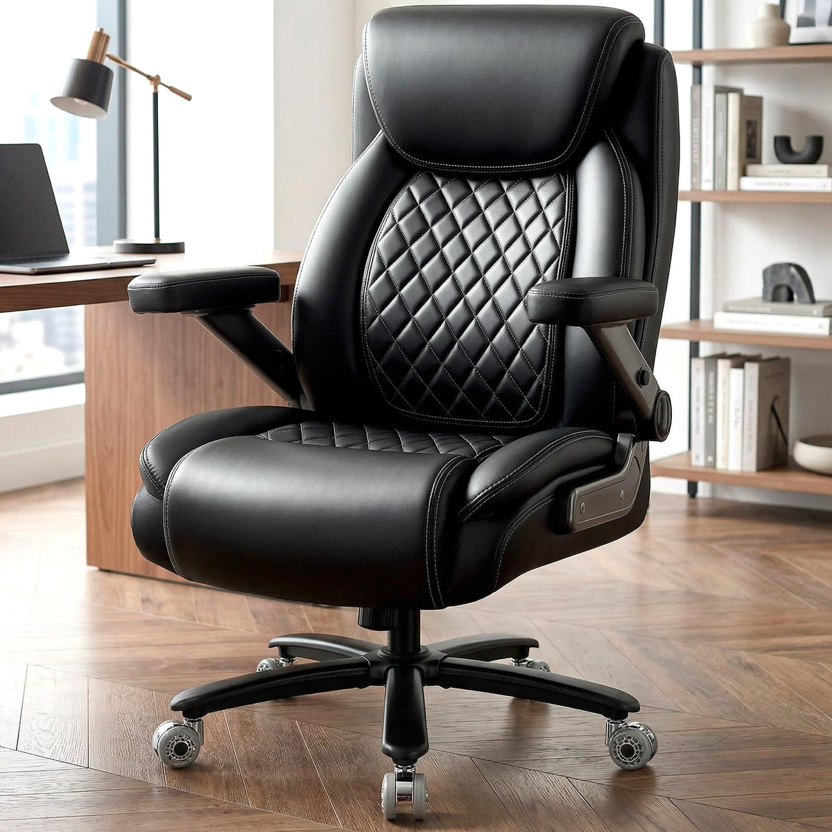 Big & Tall Office Chair with 5D Flip Arms & Pocket Spring Cushion