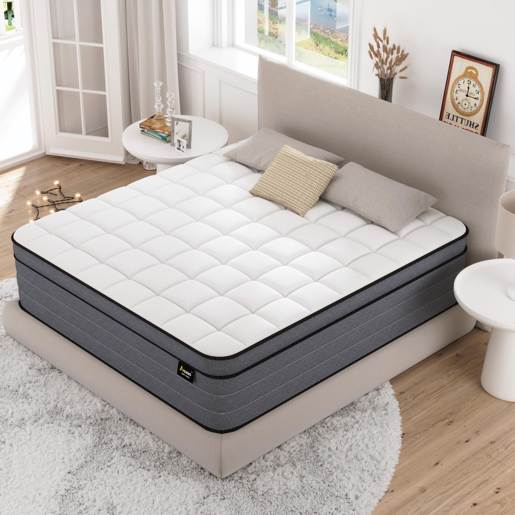Firm Queen Mattress, 14 Inch Hybrid Mattress Queen Size in a Box with Cooling Gel Memory