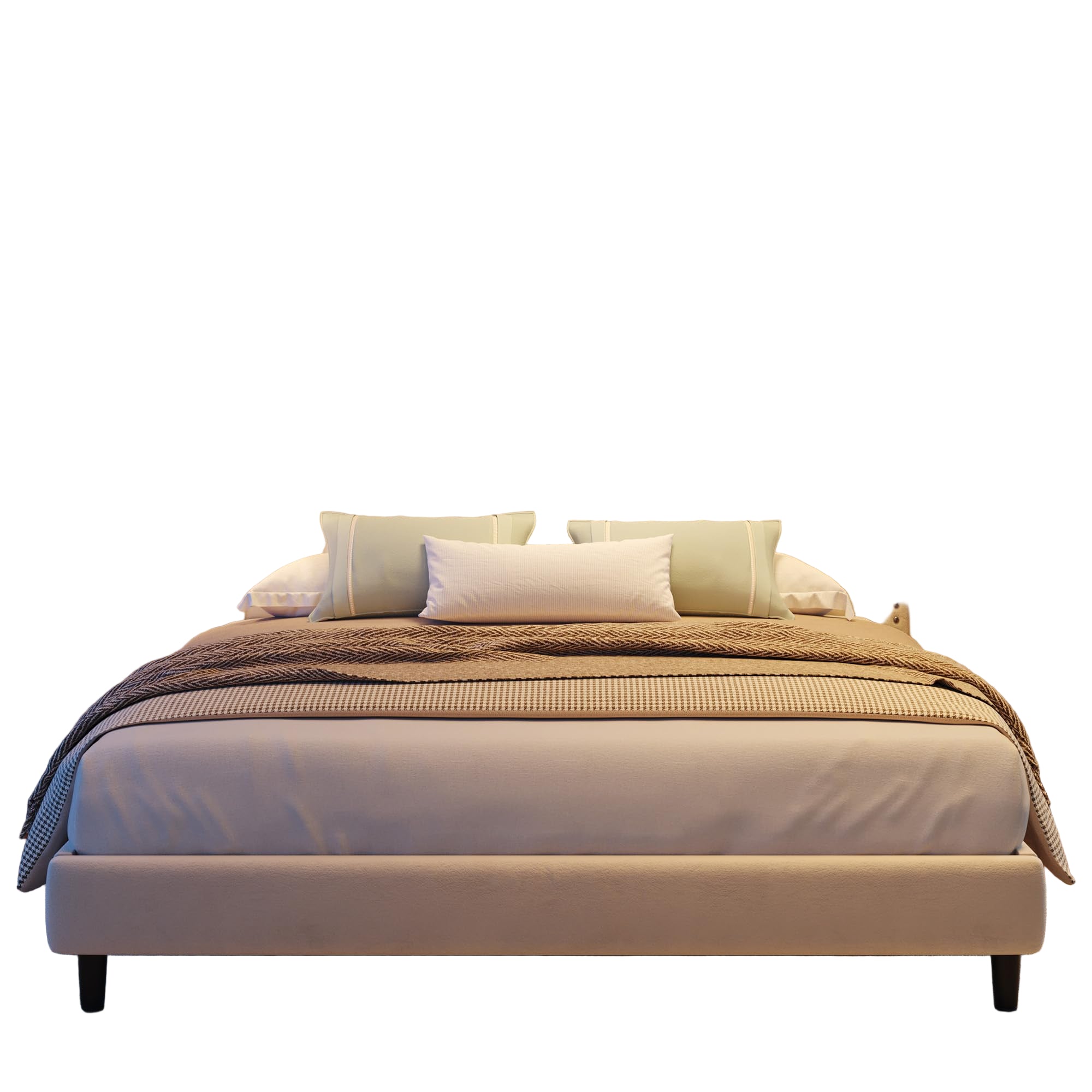Queen Bed Frame with 51" Velvet Upholstered Headboard