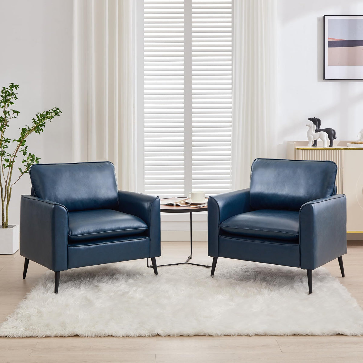Faux Leather Accent Chair Set of 2