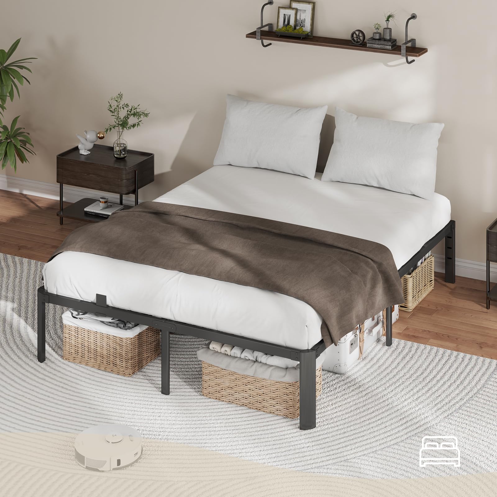 Frame King Size, 14 Inch 3500 lbs Heavy Duty Platform Bed FramesSteel