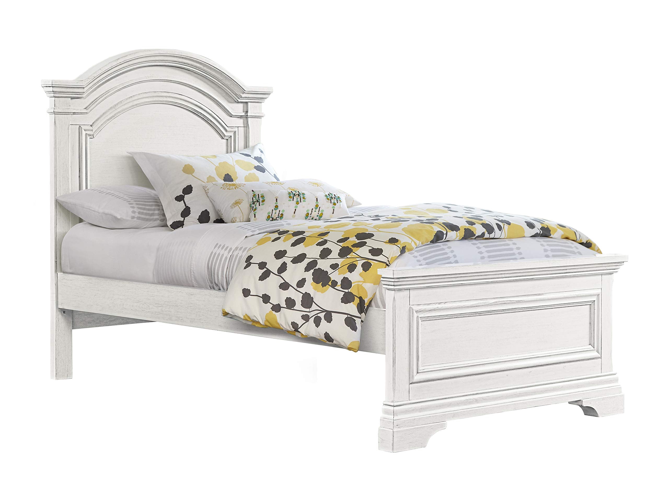 Olivia Twin Bed,Brushed White Platform, Single