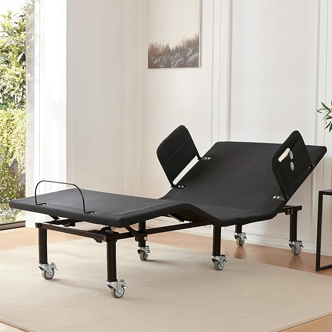 Twin XL Adjustable Bed Frame with Side Rails for Elderly Adults - Adjustable Bed