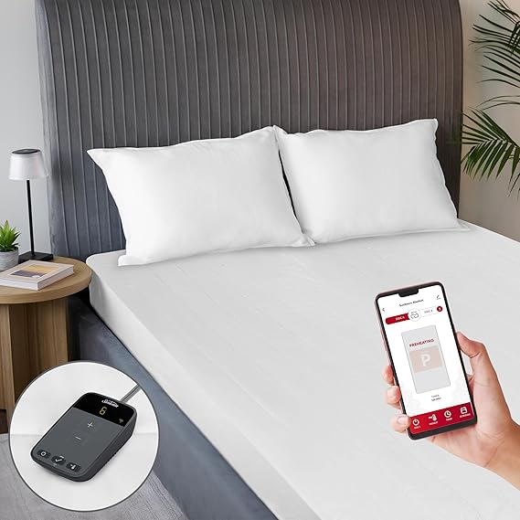 Polyester Wi-Fi Connected Mattress Pad, Electric Blanket, 10 Heat Settings, Queen Size