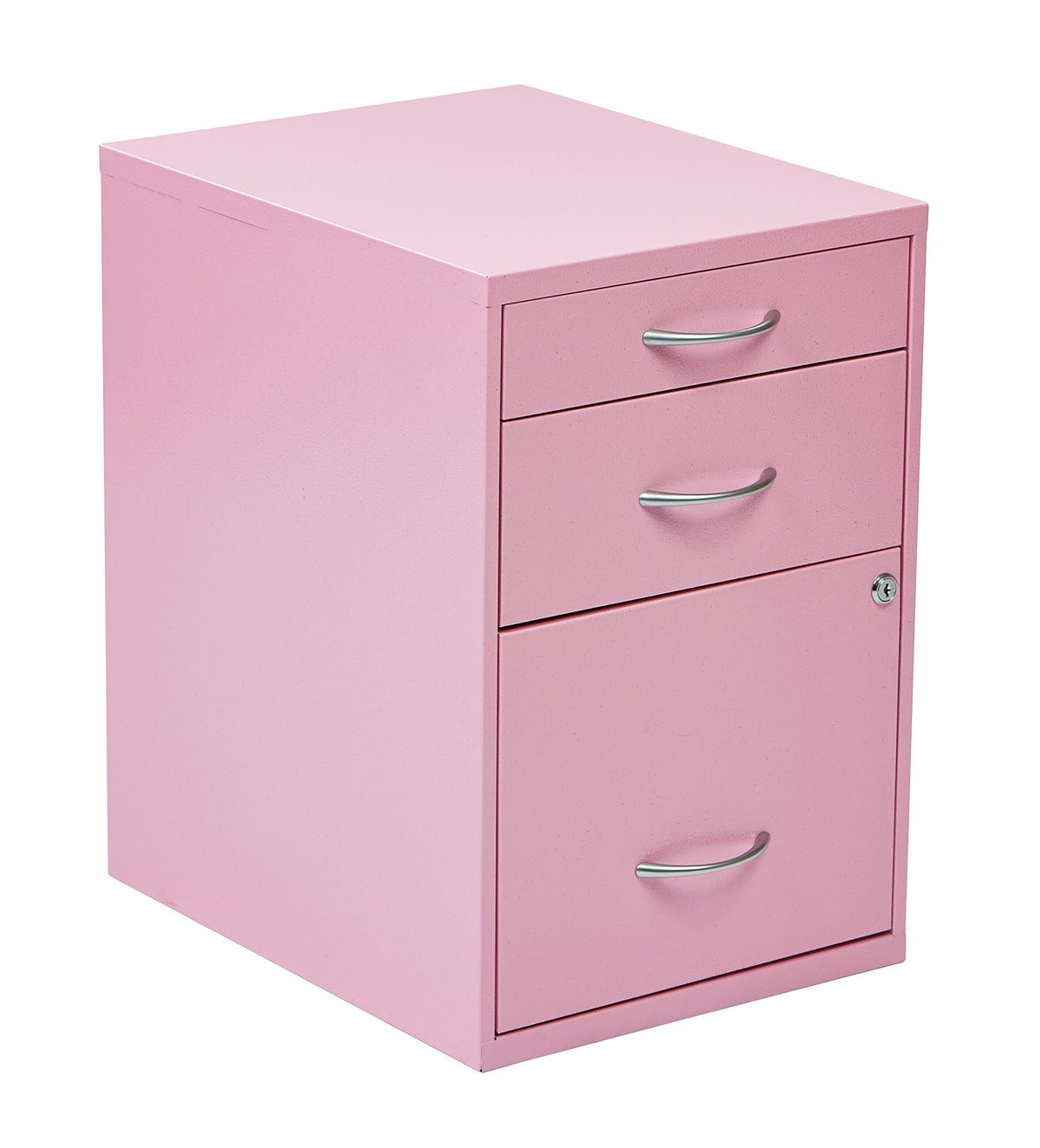 3-Drawer Heavy-Duty Metal File Cabinet - Pink