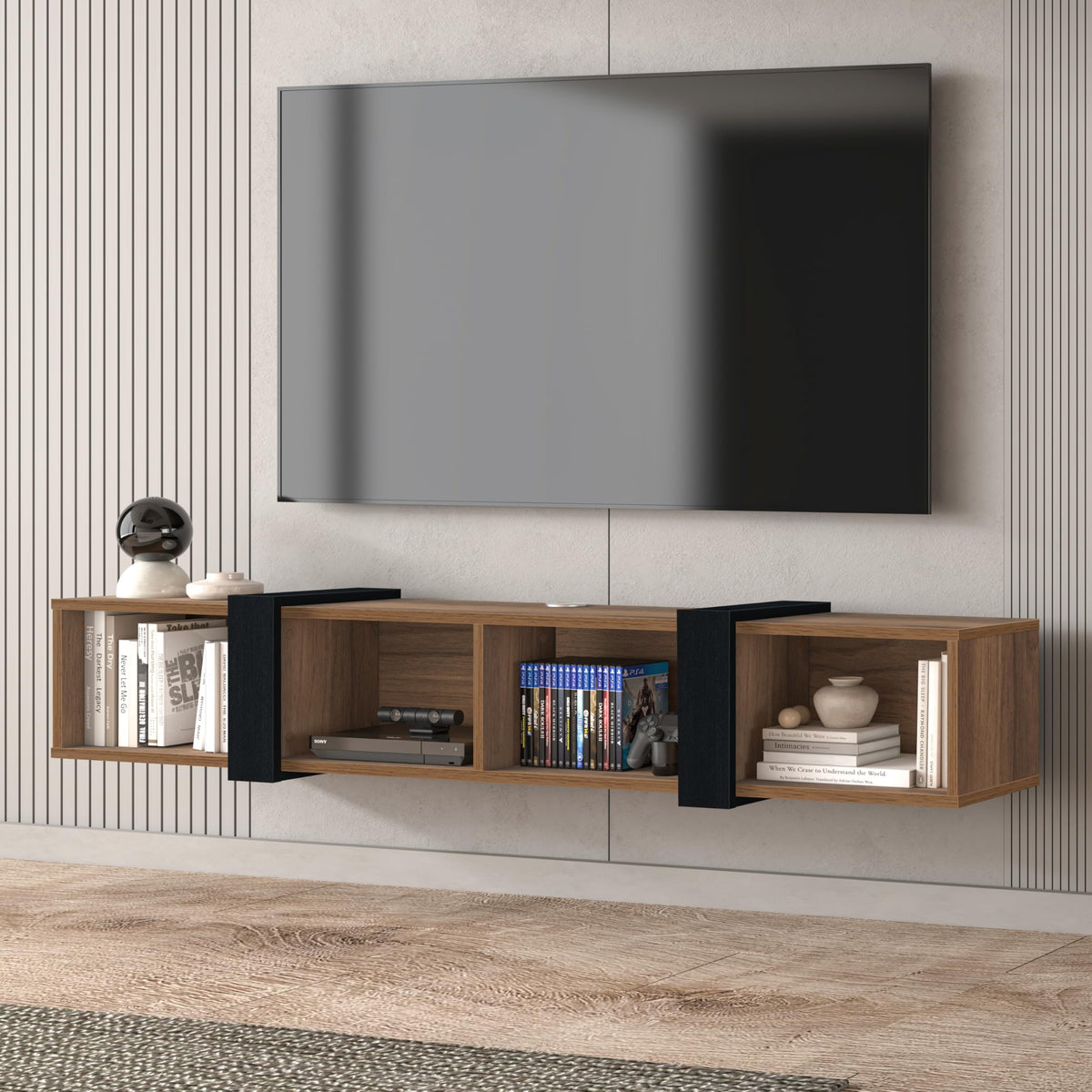 Floating TV Stand Wall Mounted 71 Inch – Walnut