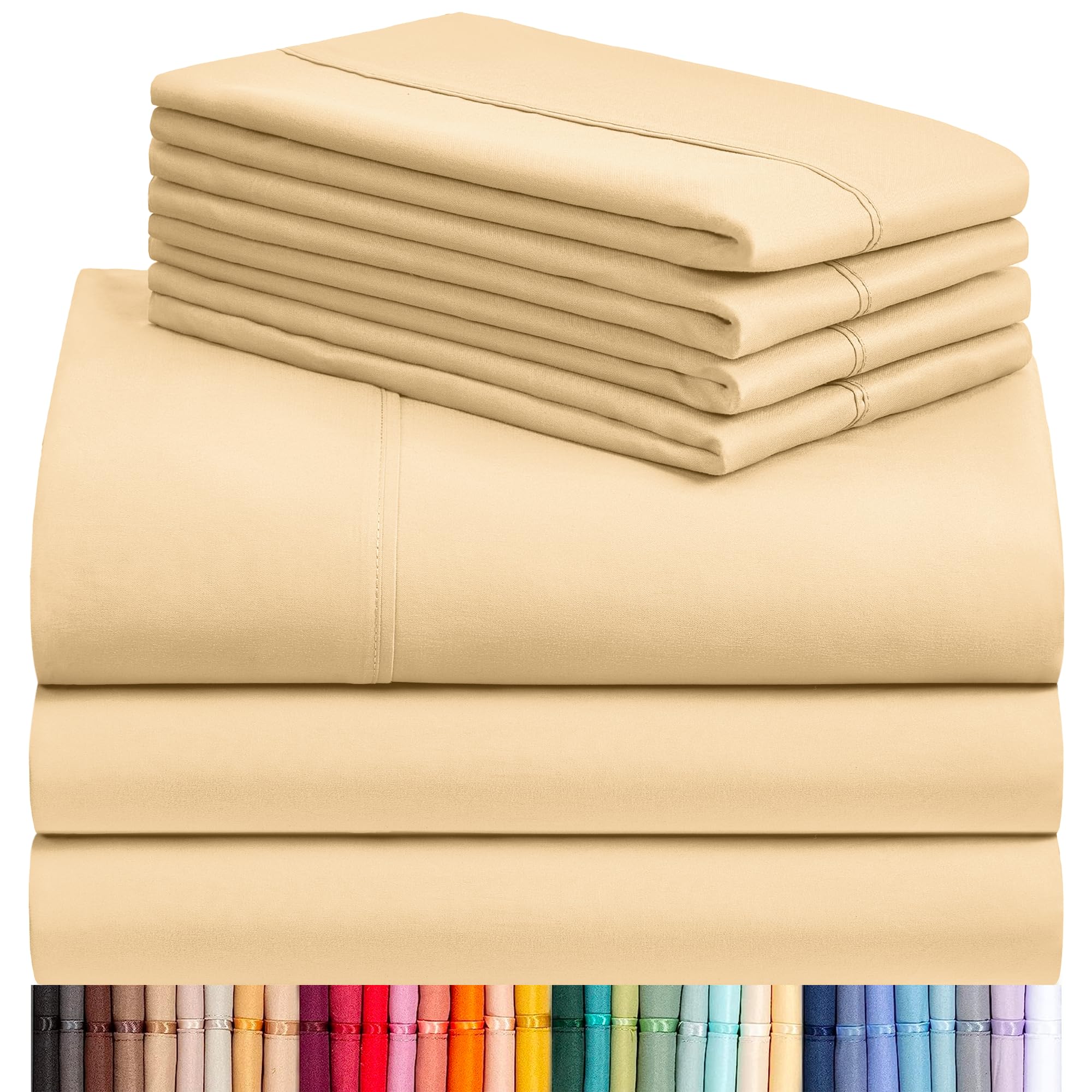 Sheet Set Bed Sheets Deep Pockets 18" Eco Friendly Wrinkle Free C