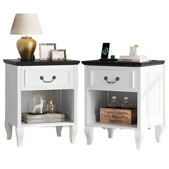 Farmhouse Nightstand with Charger Station