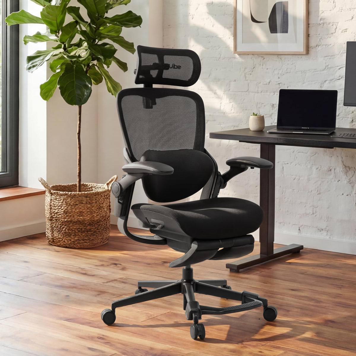 Petite Ergonomic Office Chair with Flip-Up Arms & Footrest