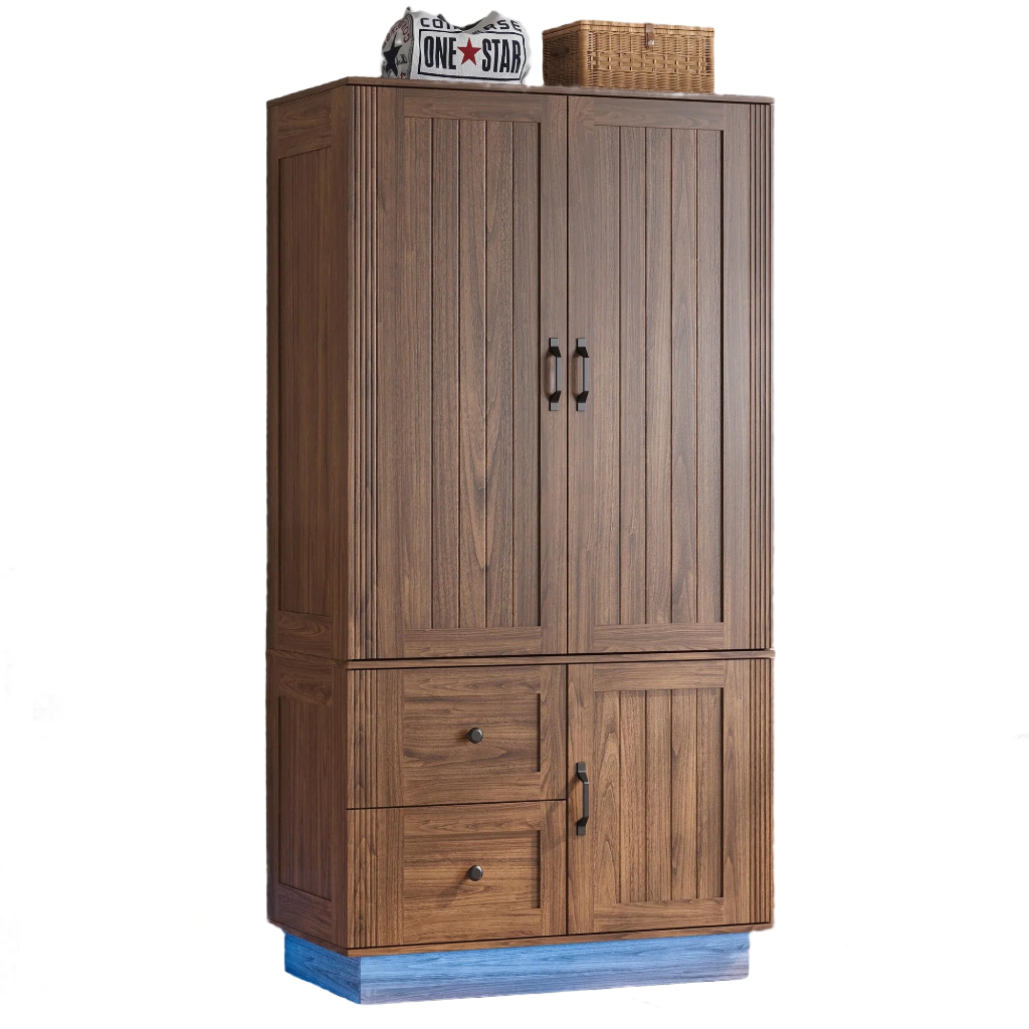 Farmhouse Wardrobe Closet with Doors, 70" Bedroom Armoires