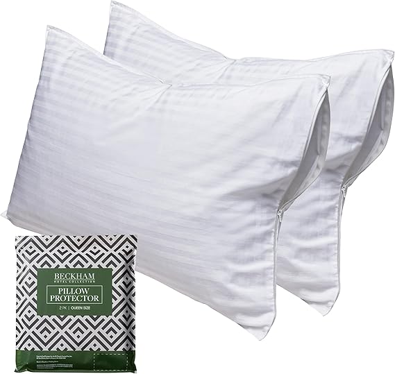 Collection King Size Pillow Protector 2 Pack with Zipper, Soft and Breathable