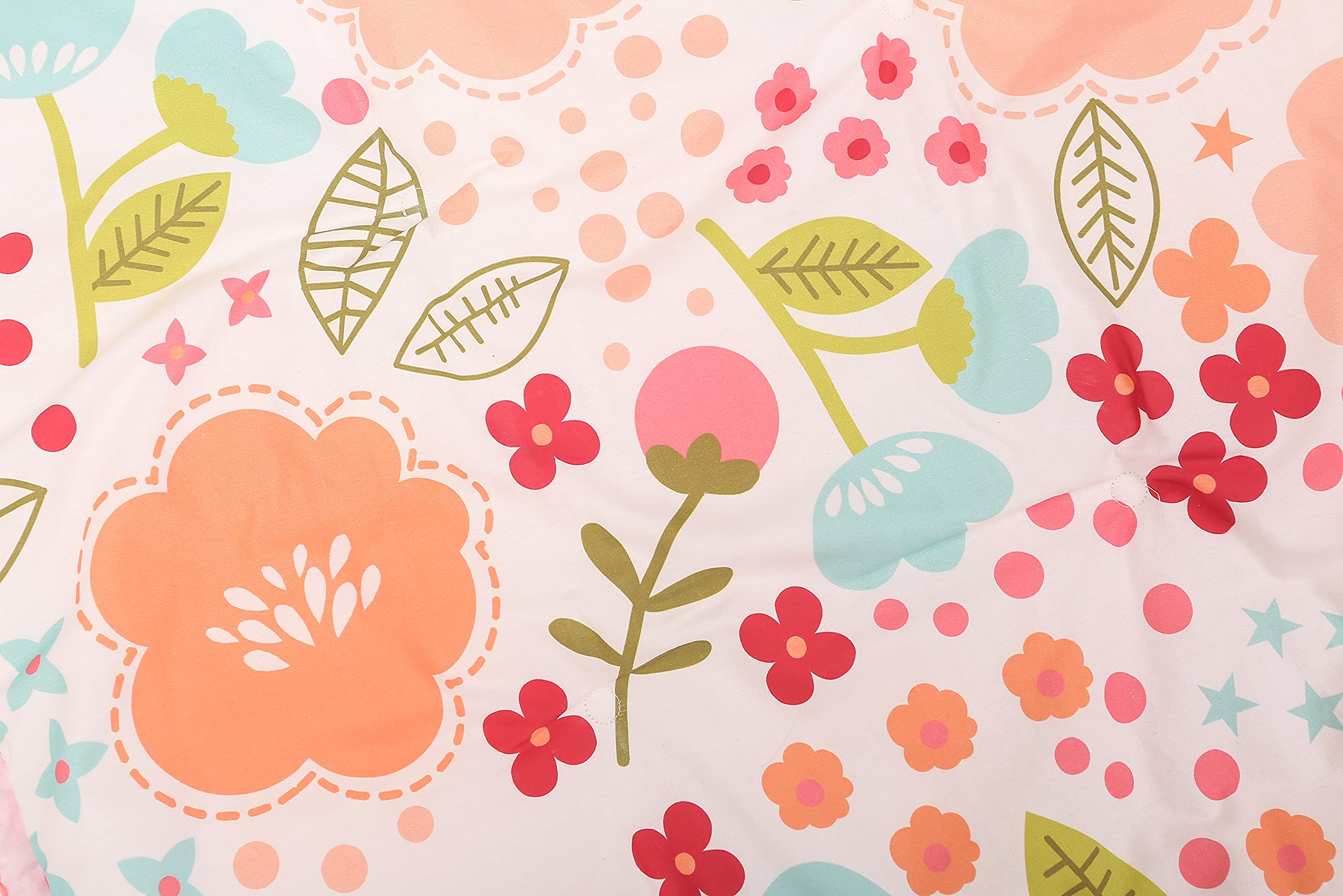 3 PCs Floral Nursery Crib Bedding Set Quilt , Fitted Sheet , Skirt Flower Theme Cot Bedding Set