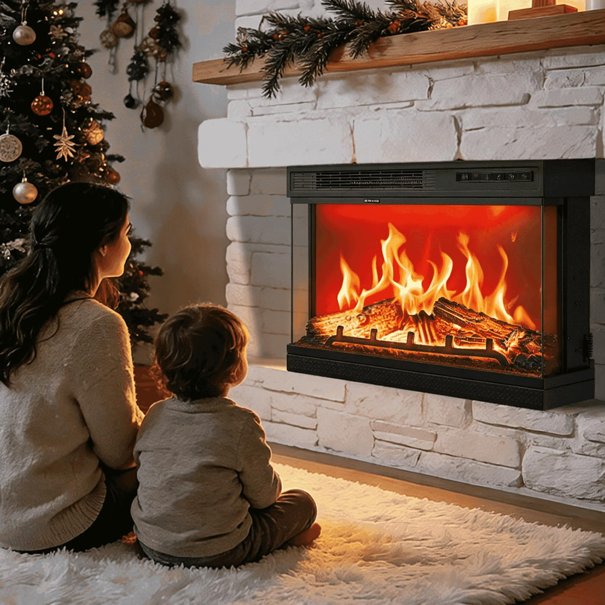 24" 3-Sided Electric Fireplace Insert
