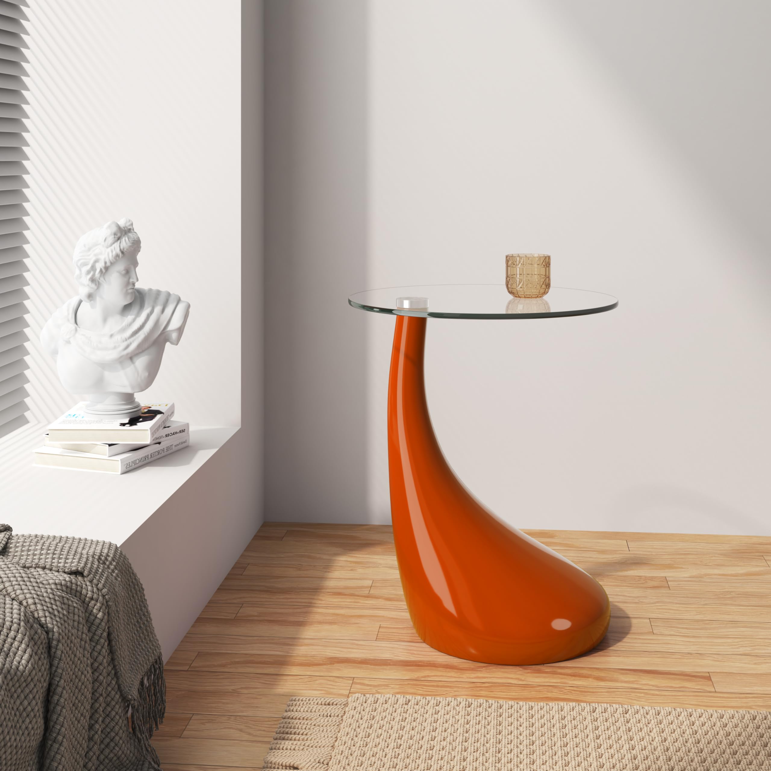 Lava Mid Century Modern 19.7" Round End Table - Gorgeous Flowing Design