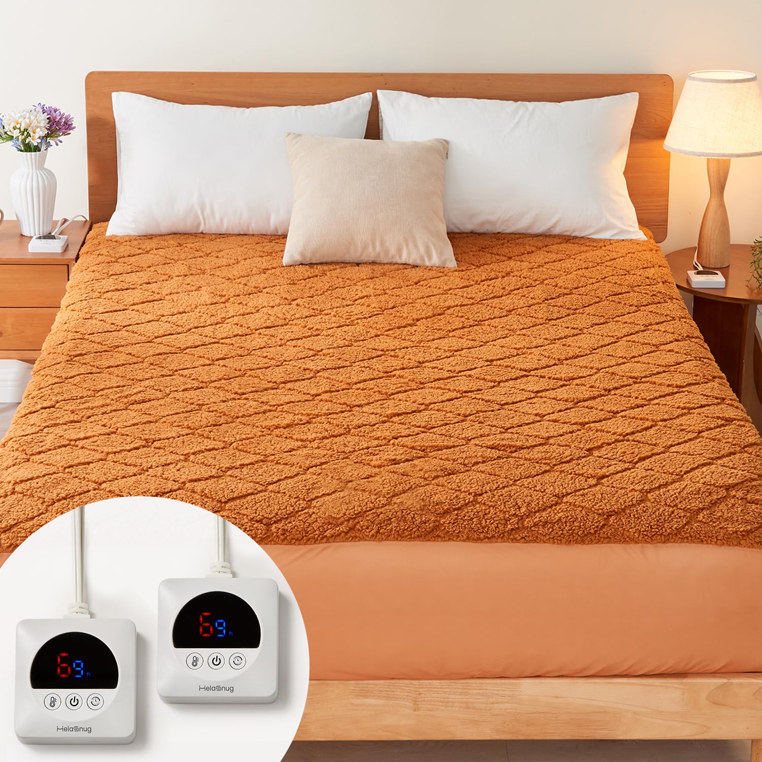 Electric Heated Mattress Pad King Size Heating Mattress Pad Dual Controllers 78x80IN