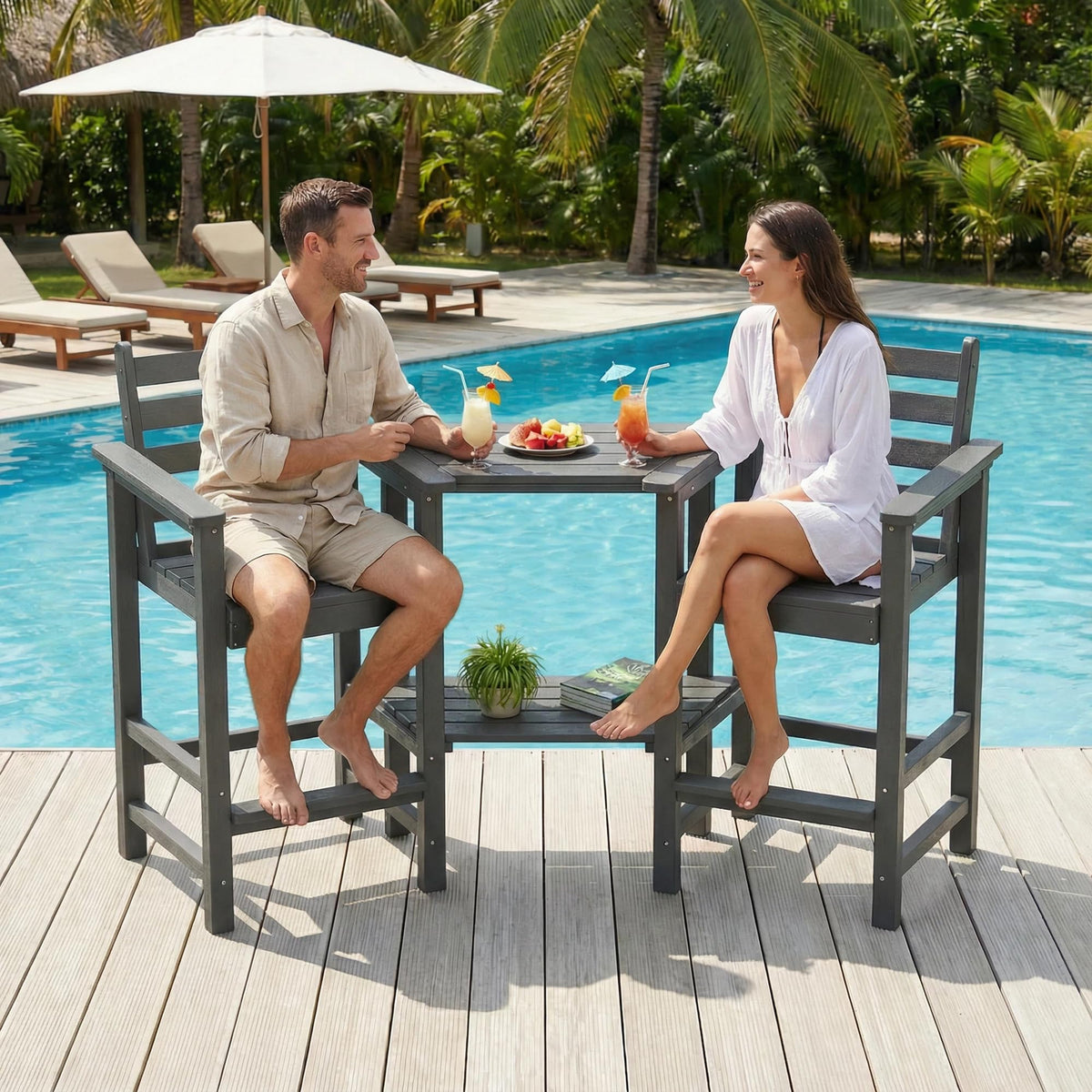 Tall Adirondack Chair Set of 2 with Trays