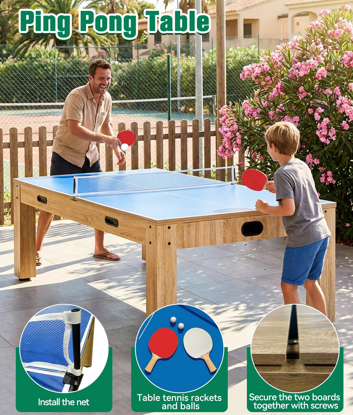 7FT 4-in-1 Multi Game Table with Pool, Air Hockey, Ping Pong & Dining Top