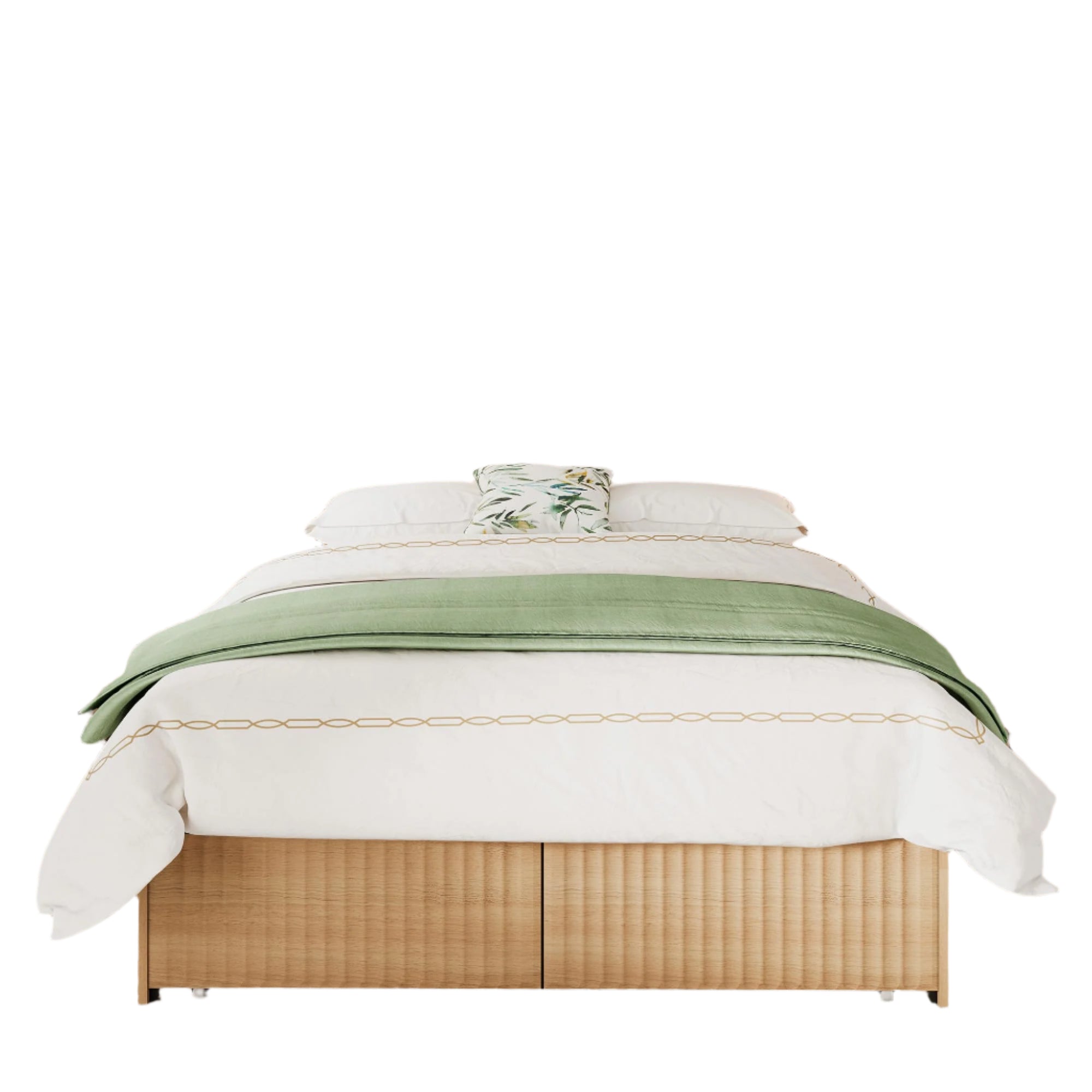 Retro Fluted Queen Bed Frame with 55" Tall Headboard