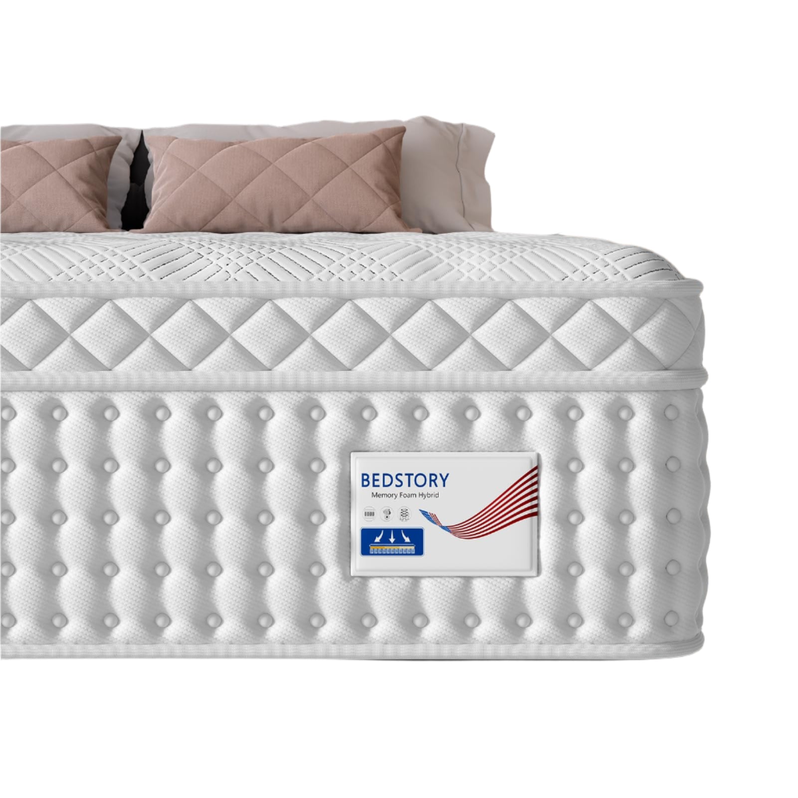 Medium Plush Queen Mattress, 12 Inch Hybrid Queen Mattress