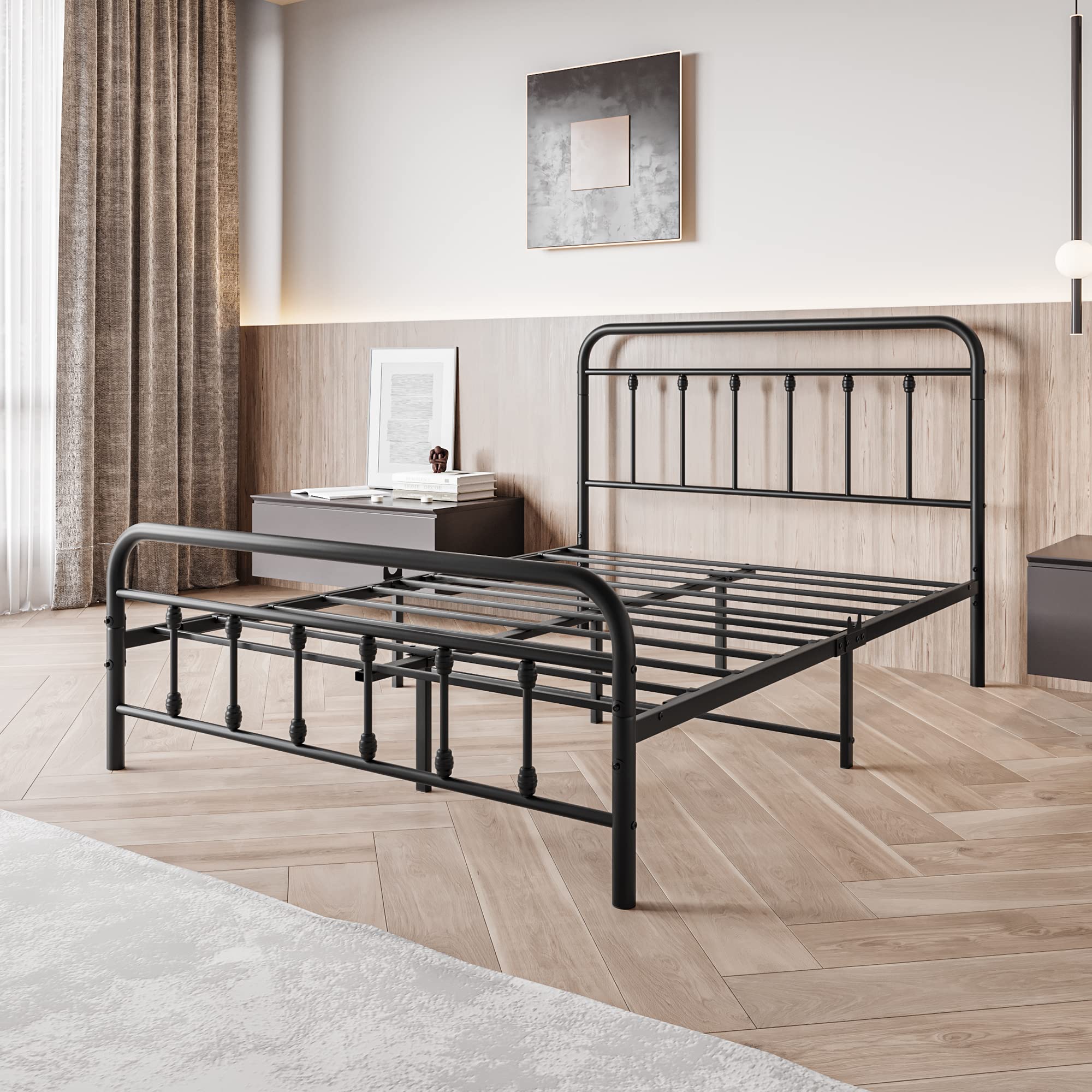 Home Products Vintage Full Size Bed Frame with Headboard