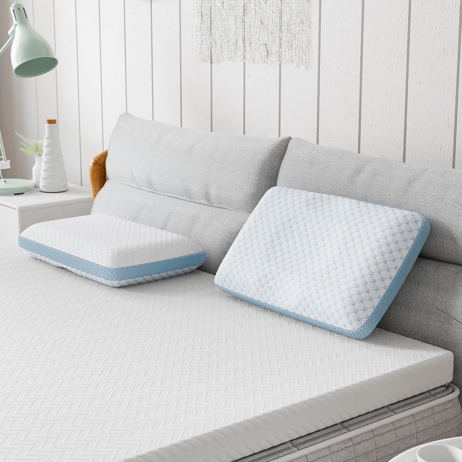 Memory Foam Pillows - Soft Neck Pillow for Sleeping - Double Sided Cover