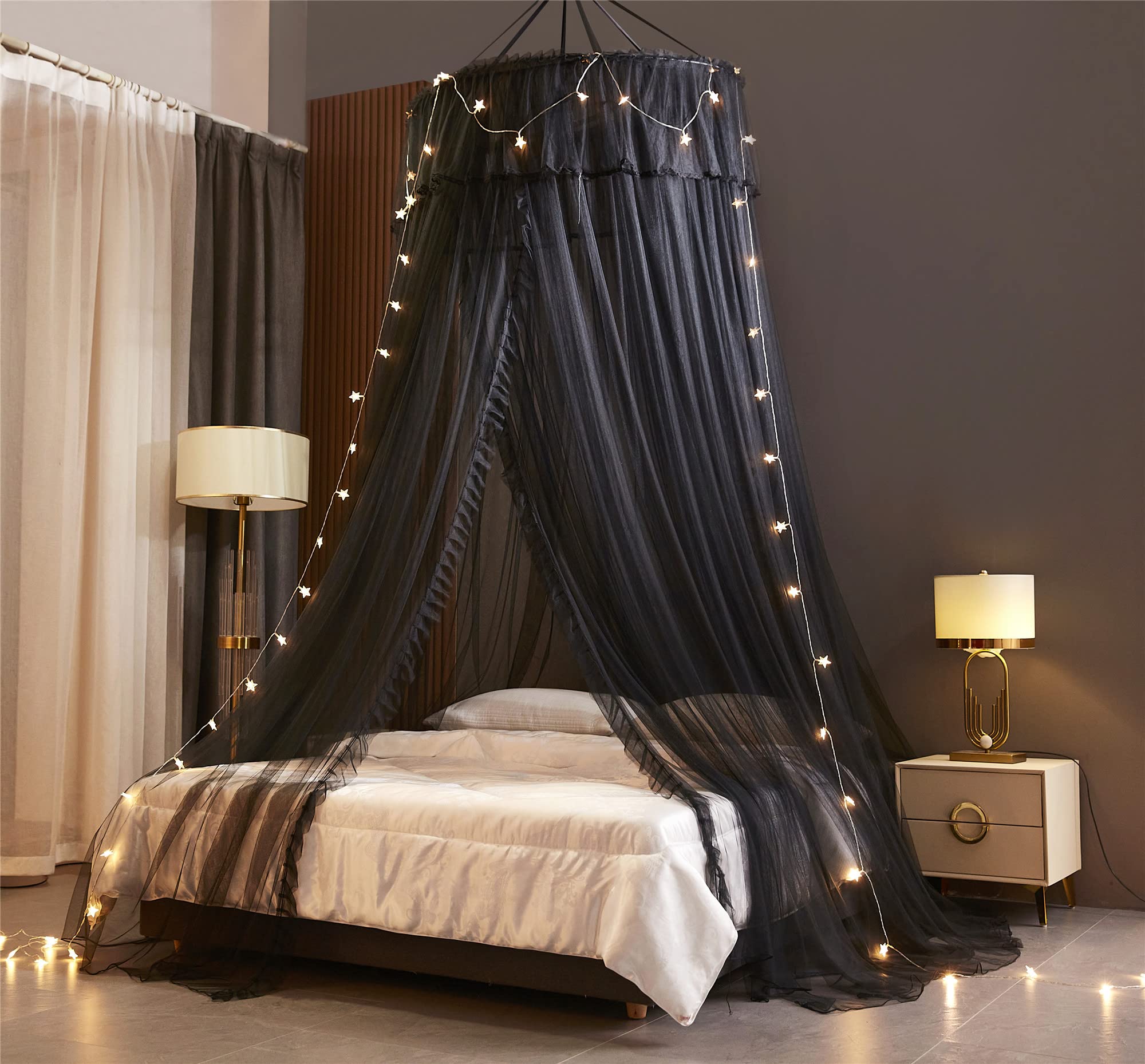 Princess Bed Canopy for Girls,Bed Canopy Curtain- Double Layer Sheer Mesh