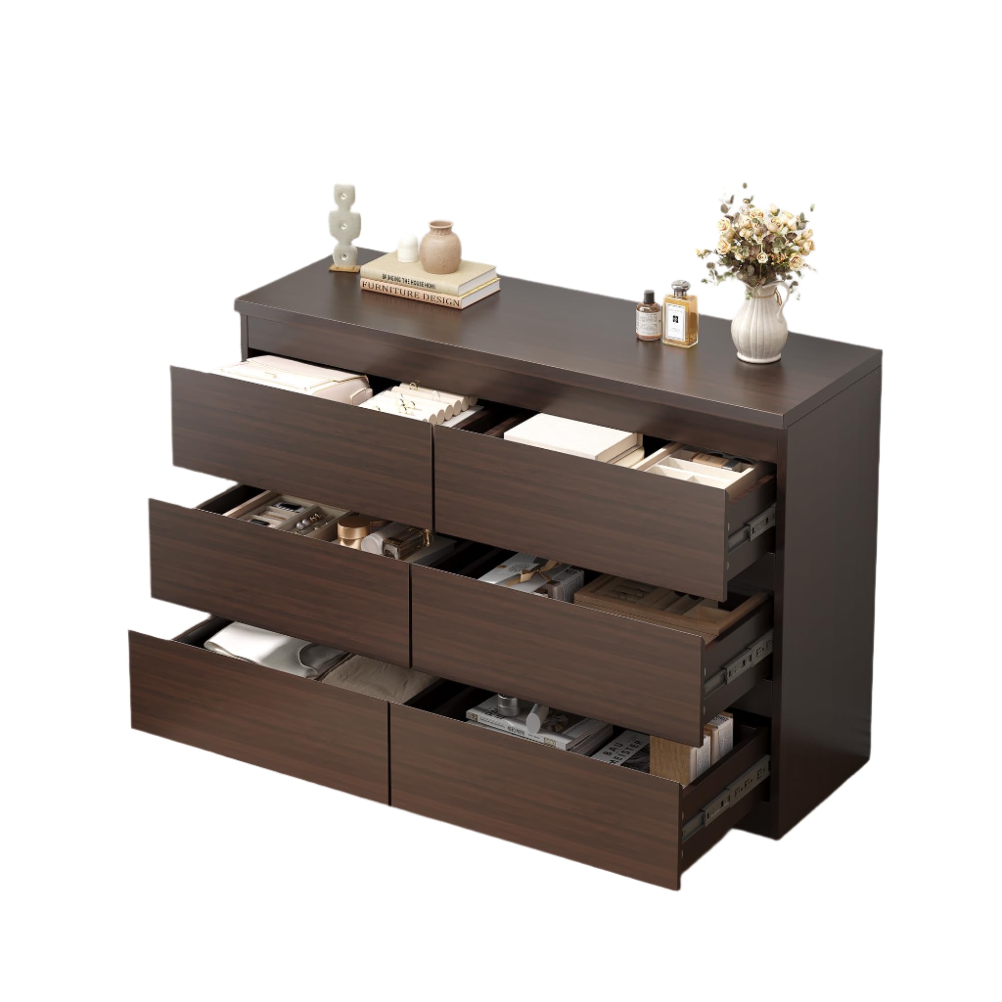 Modern 6 Drawer Dresser - Simply Chest of Drawers for Bedroom, Closet, Living Room