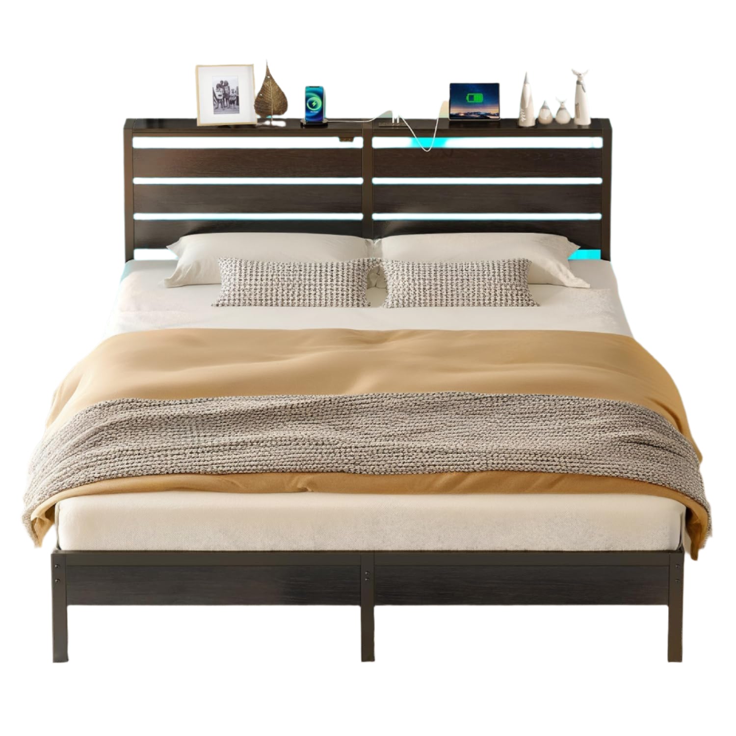 Metal Platform Bed Frame-Full Size Bed Frame with Headboard