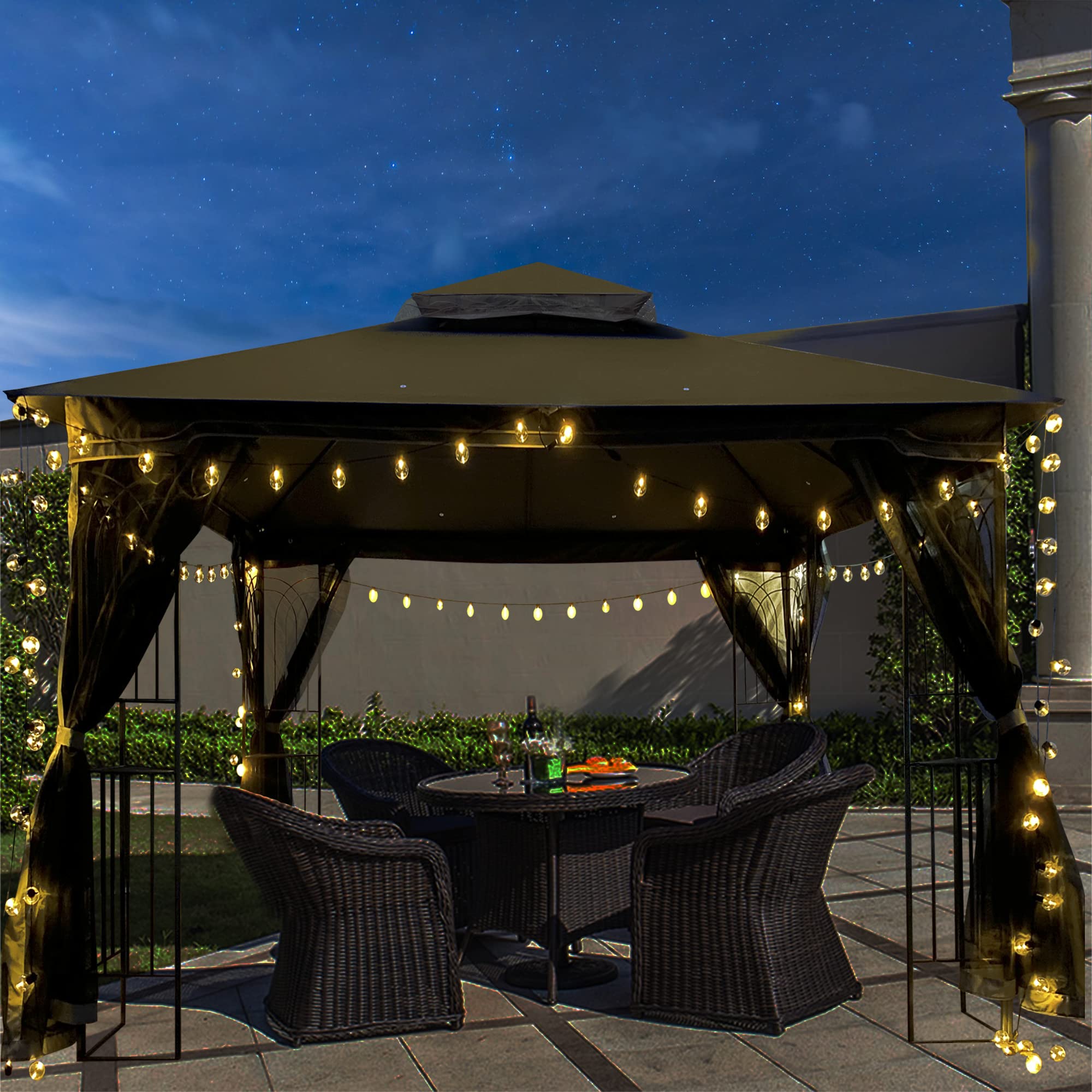 10x10 Outdoor Patio Gazebo Canopy Tent with Ventilated Double Roof