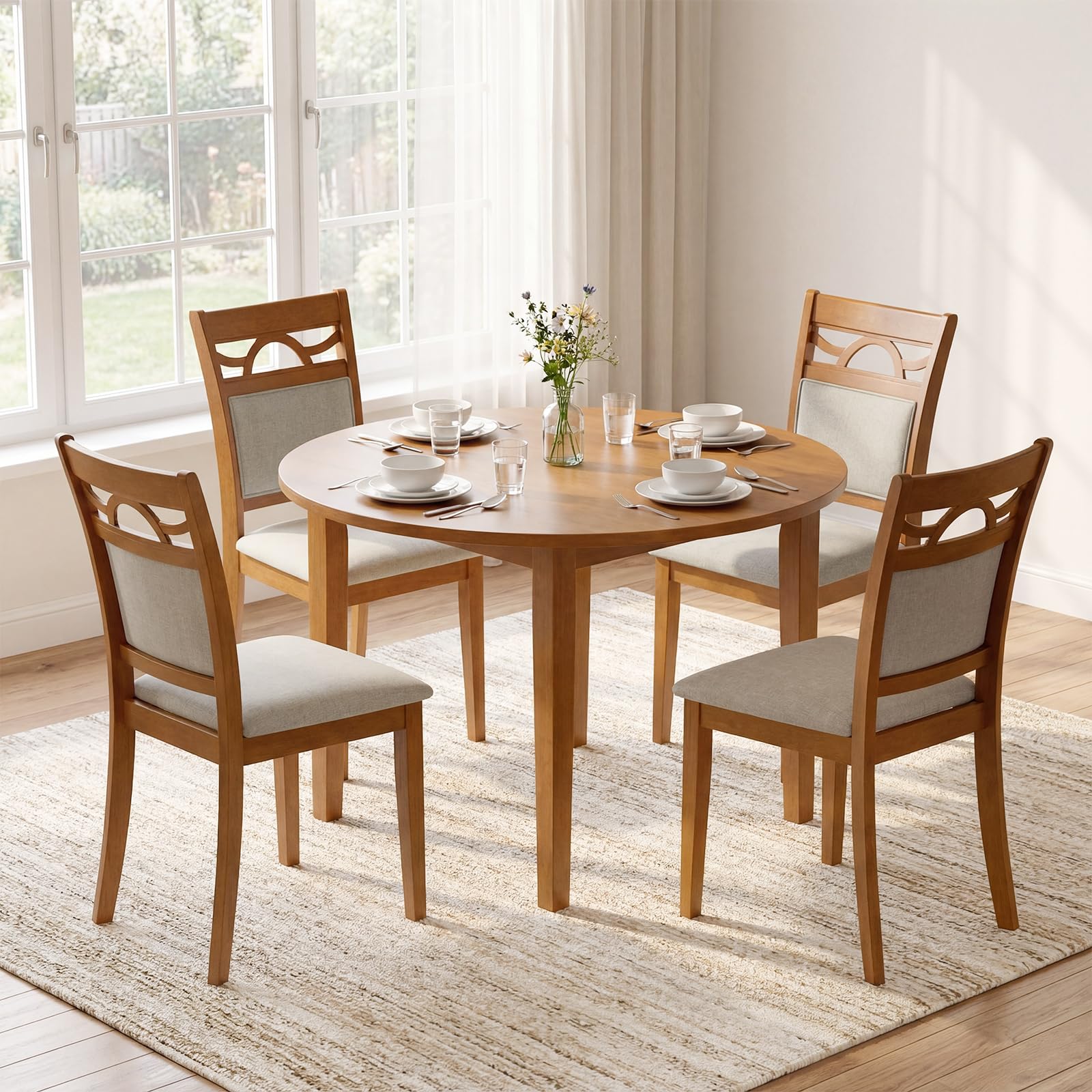 Farmhouse Upholstered Dining Chairs, Set of 2