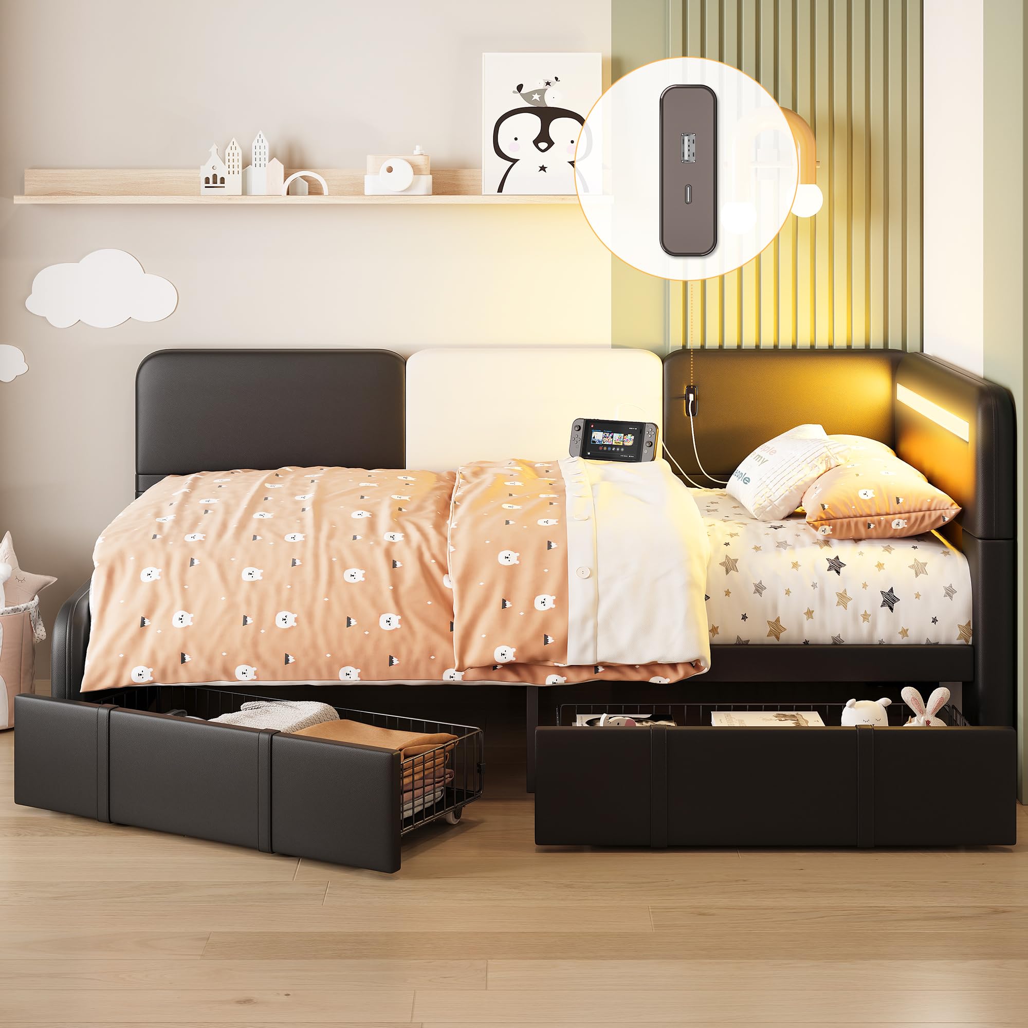 Daybed with Storage, Twin Day Bed Frame with Drawer