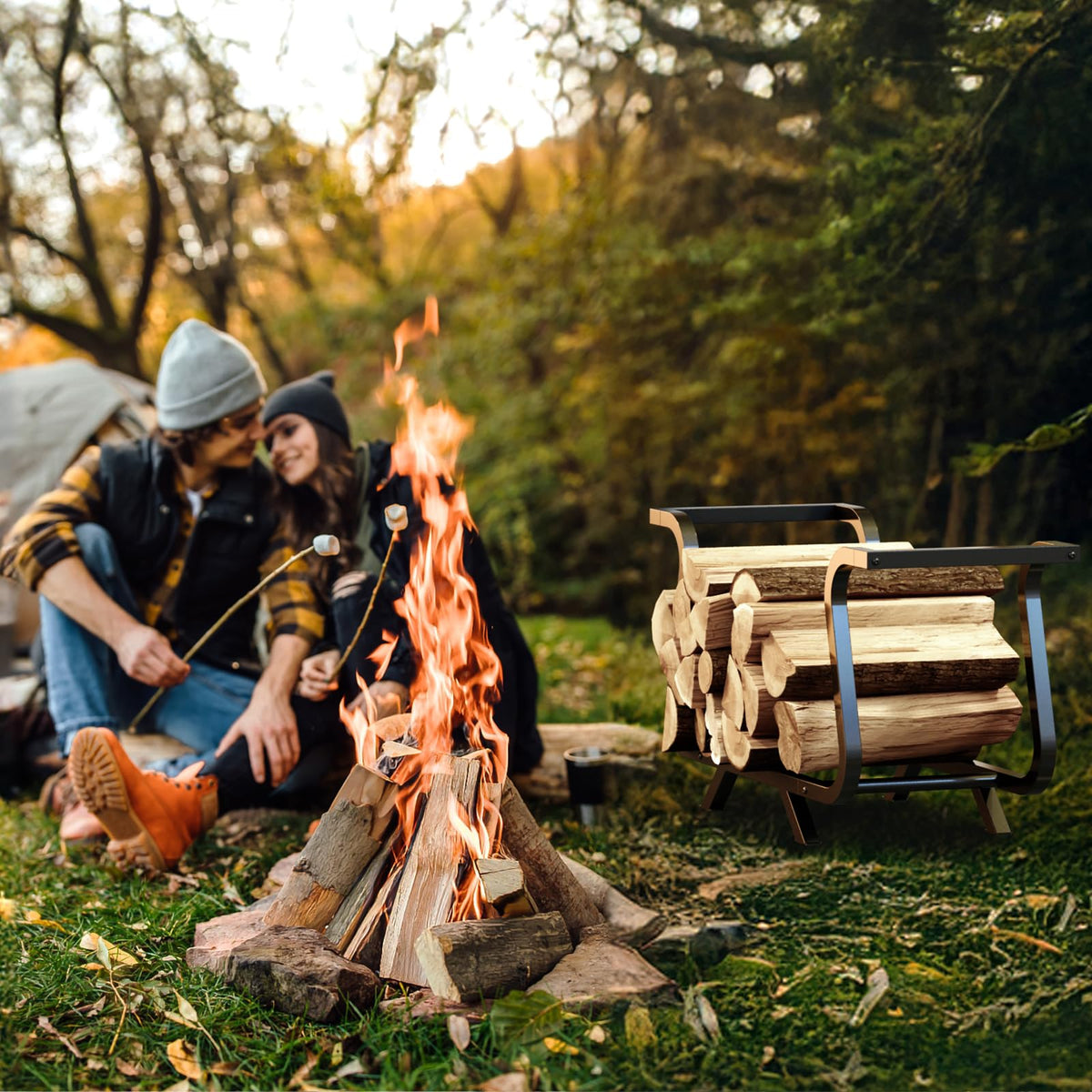 Cauldron-Style Firewood Rack 33.5" | 450 lbs Capacity