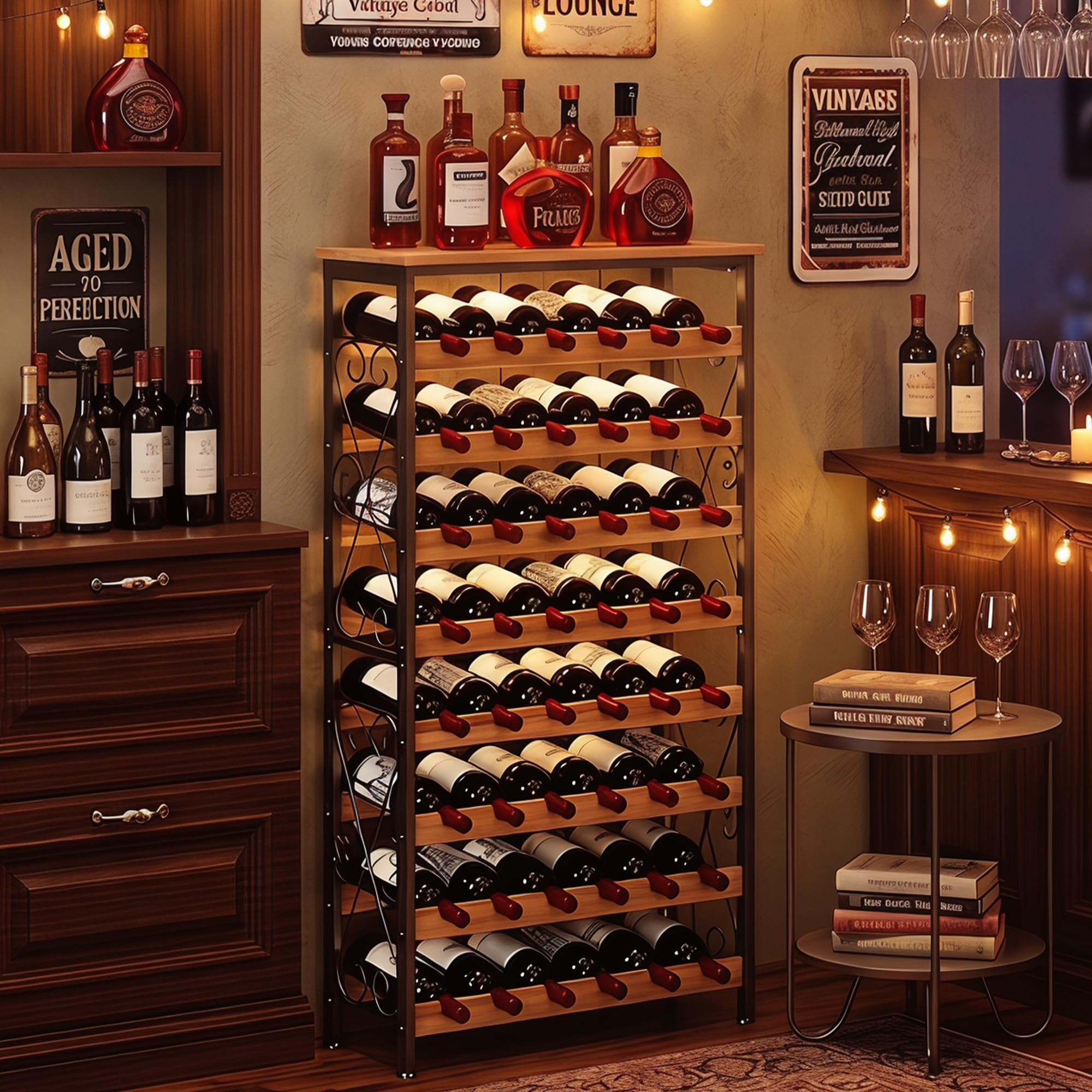 Wine Rack with Wood Top & Bar Station