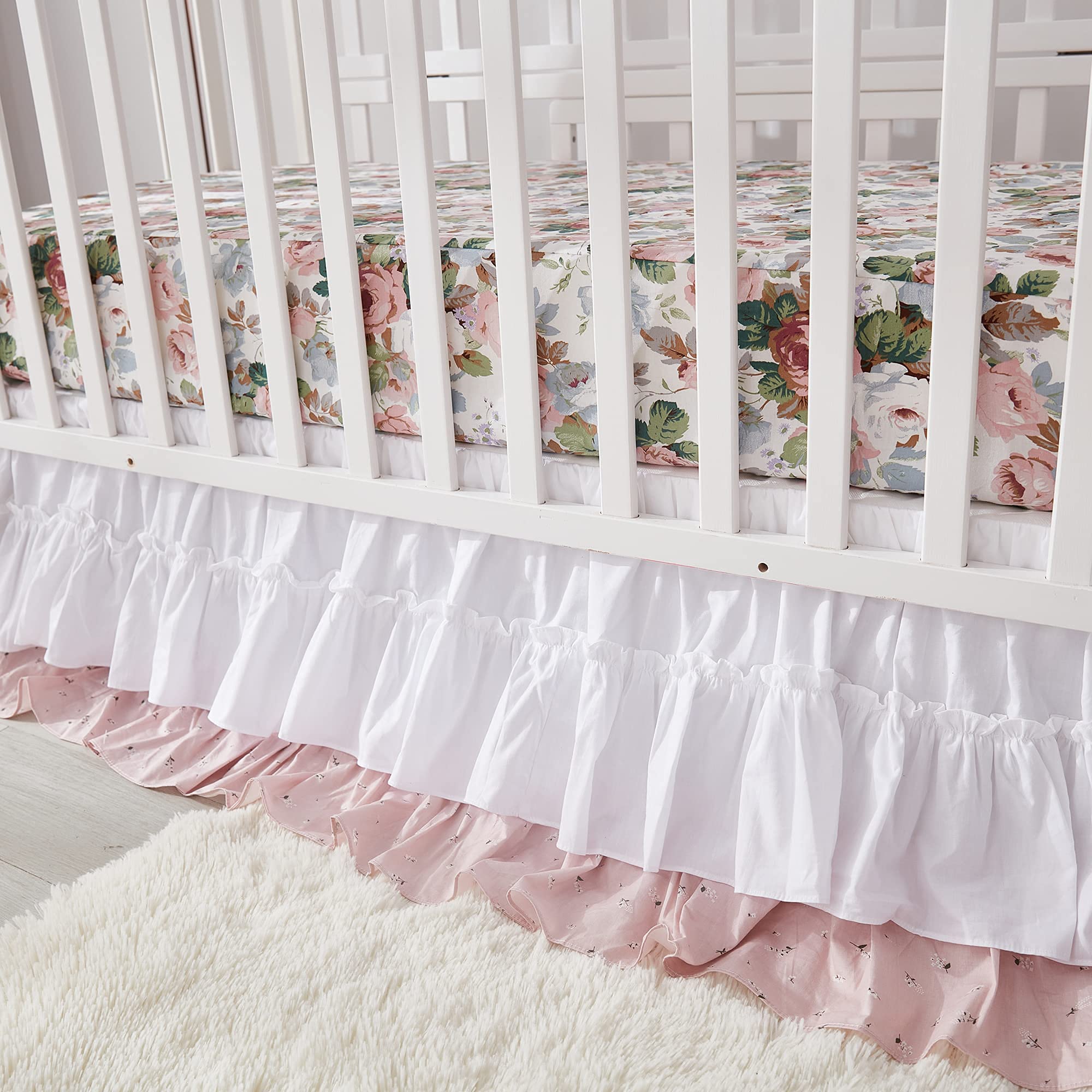 French Country Garden Floral Crib Bedding Sets for Girls Baby Nursery Bedding Set