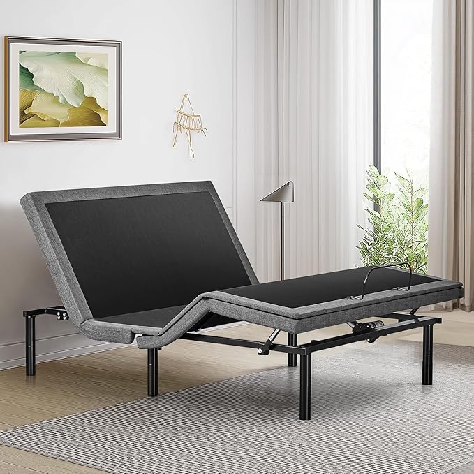 Queen Adjustable Bed Frame, Ergonomic Electric Bed Base