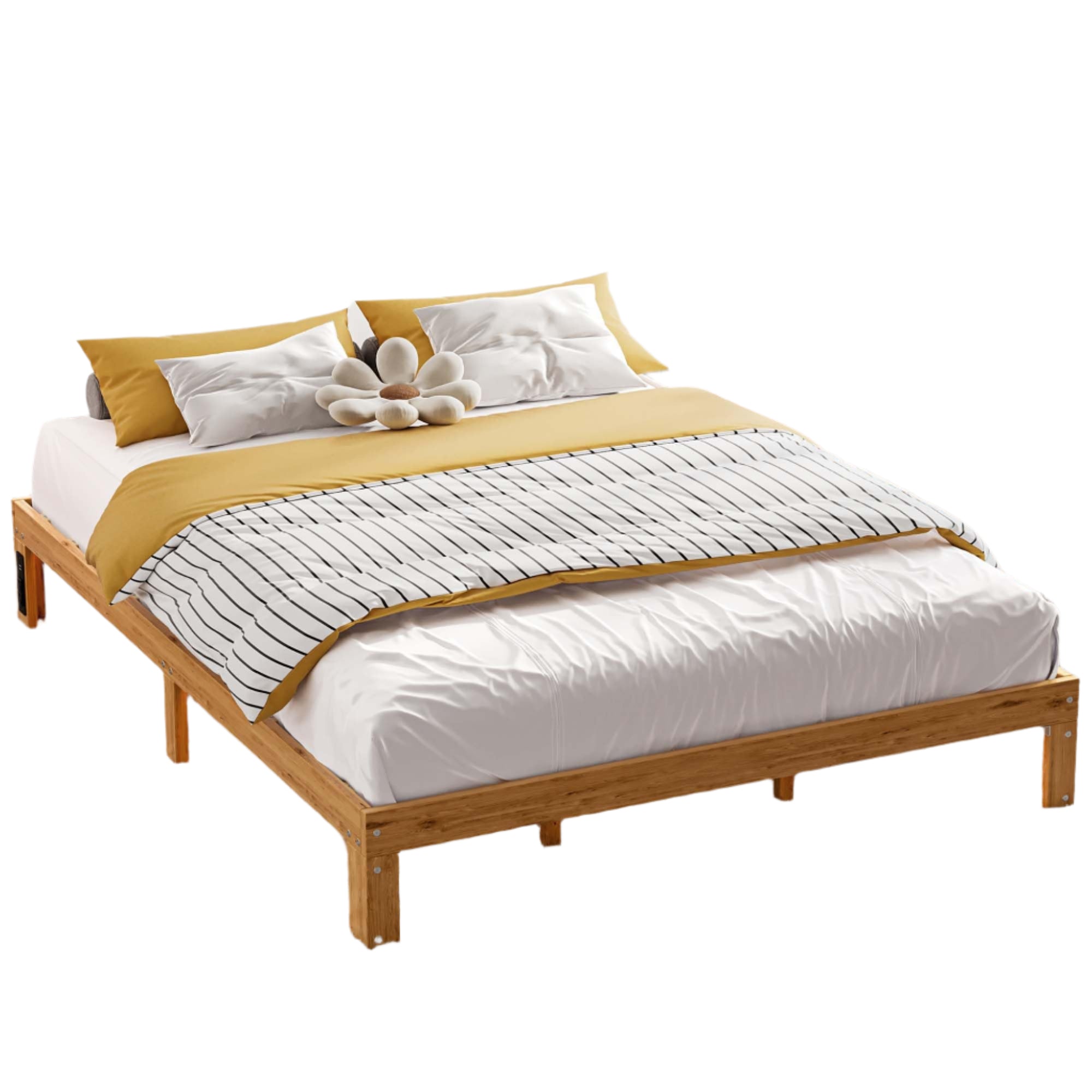 Wood Platform Bed Frame Queen Size, 12 Inch Bed Frame