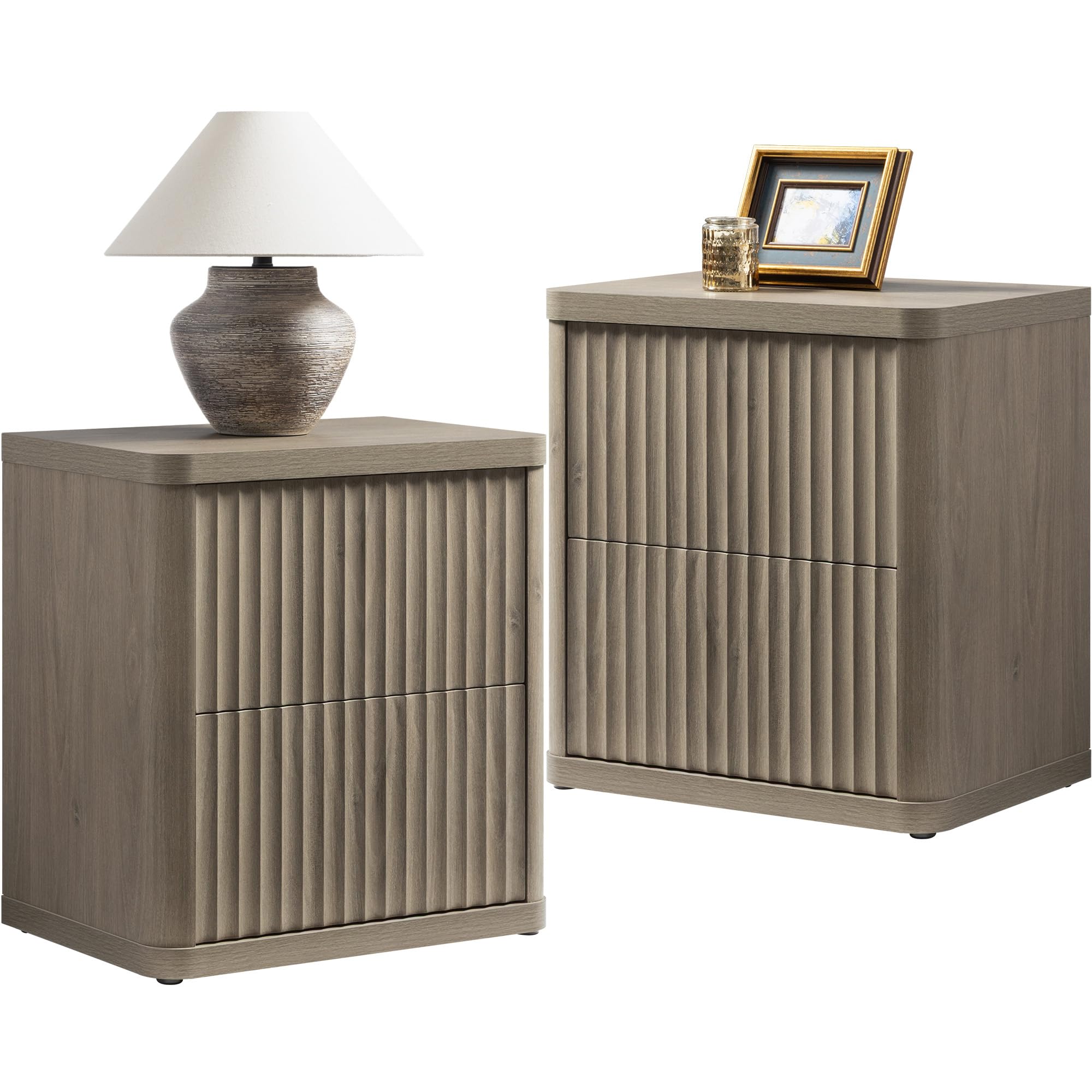 Night Stand Set of 2 Nightstands with 2 Drawers Storage Bedside Table Large