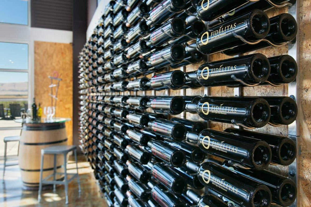 Wall-Mounted Large Format Wine Rack – 4 Bottles, Label Forward