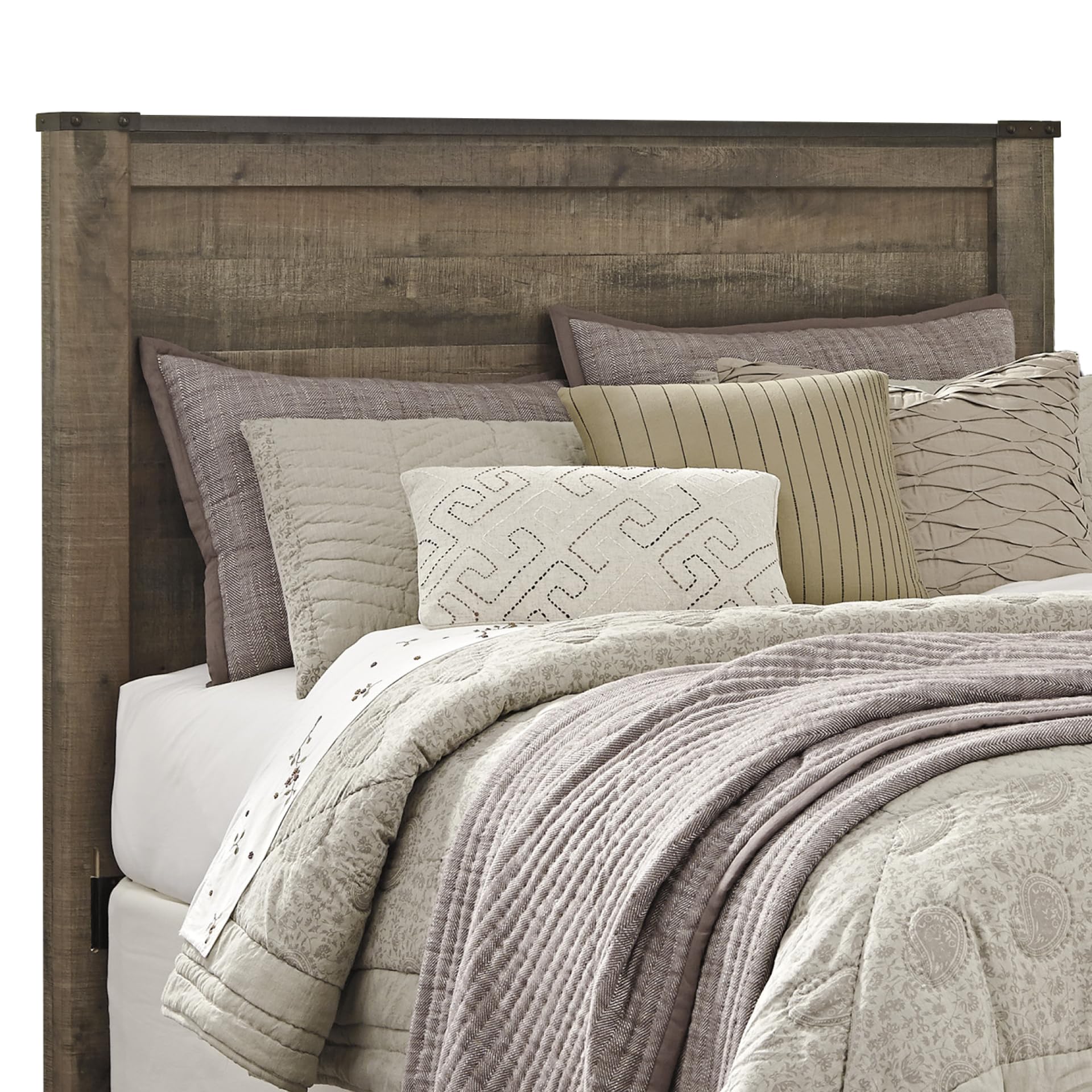 Trinell Rustic Panel Headboard, Queen, Warm Brown