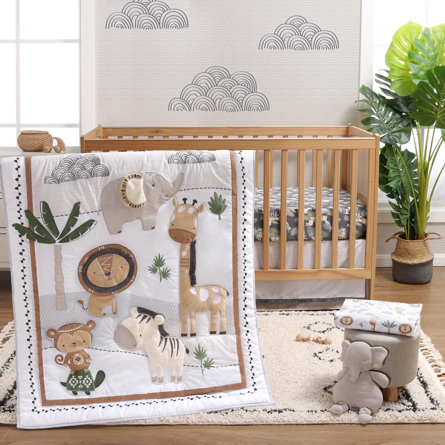 4 Piece Organic Cotton Baby Crib Bedding Set for Boys & Girls - Newborn