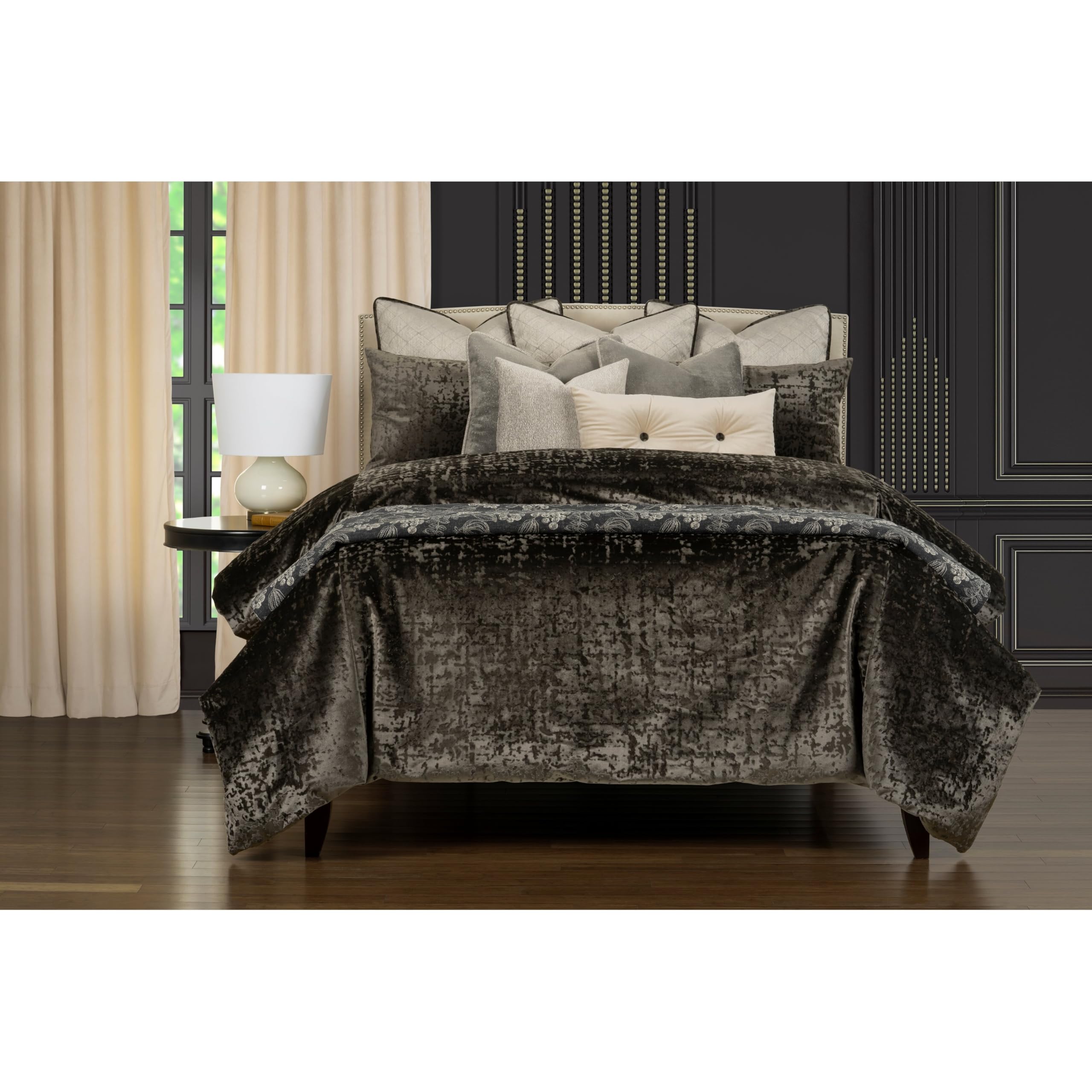 Scott Fitzgerald High Society Duvet Cover and Insert Set Ivory, Cream Twin 5 Piece